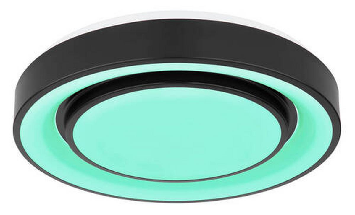 LED-Deckenleuchte Sully Ø 38 cm mit Memory-Funktion - Opal/Schwarz, Design, Kunststoff/Metall (38/7.5cm) - Globo