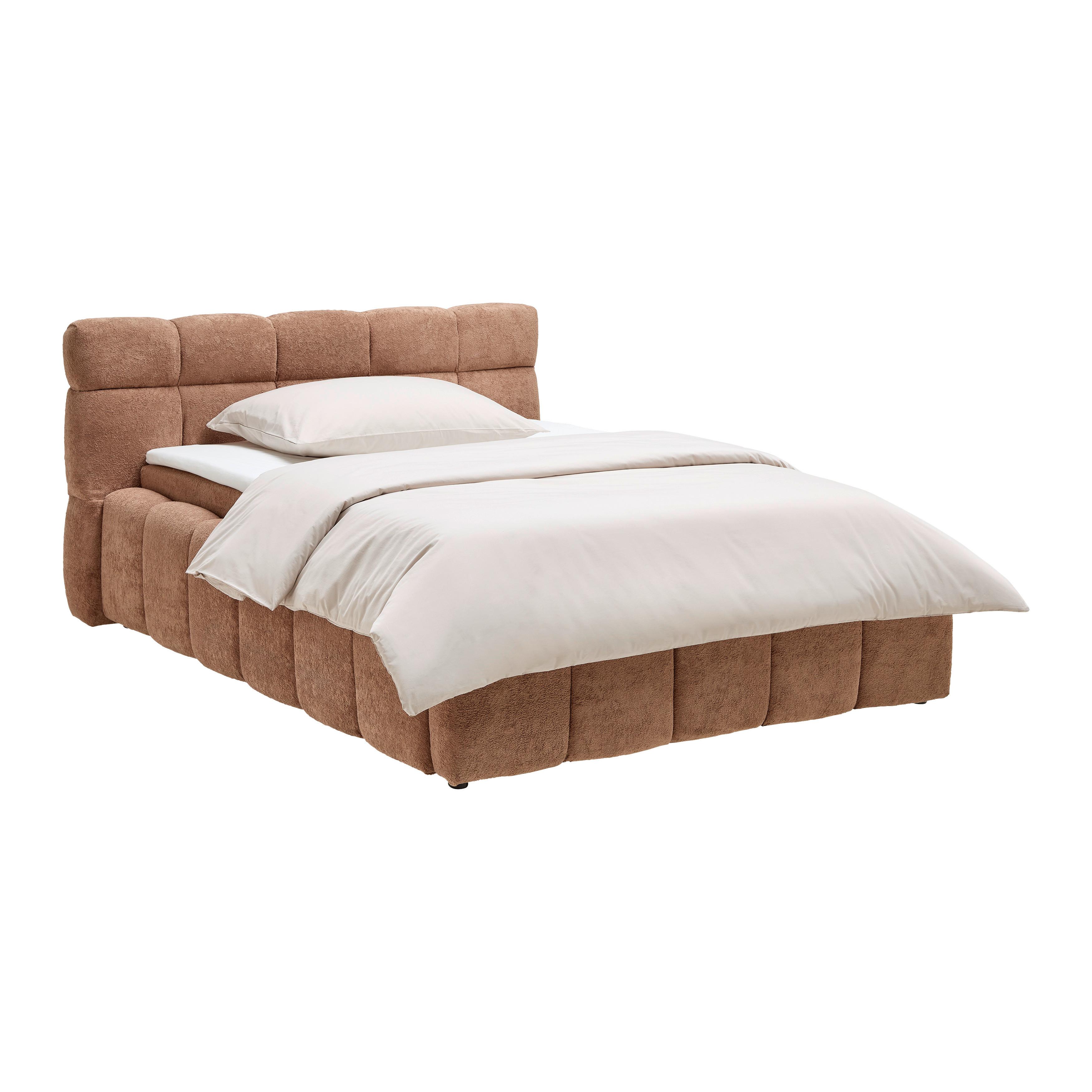 Čalúnená posteľ MONTE 120x200, svetlohnedá - svetlohnedá/čierna, Konventionell, textil/plast (120/200cm) - Based