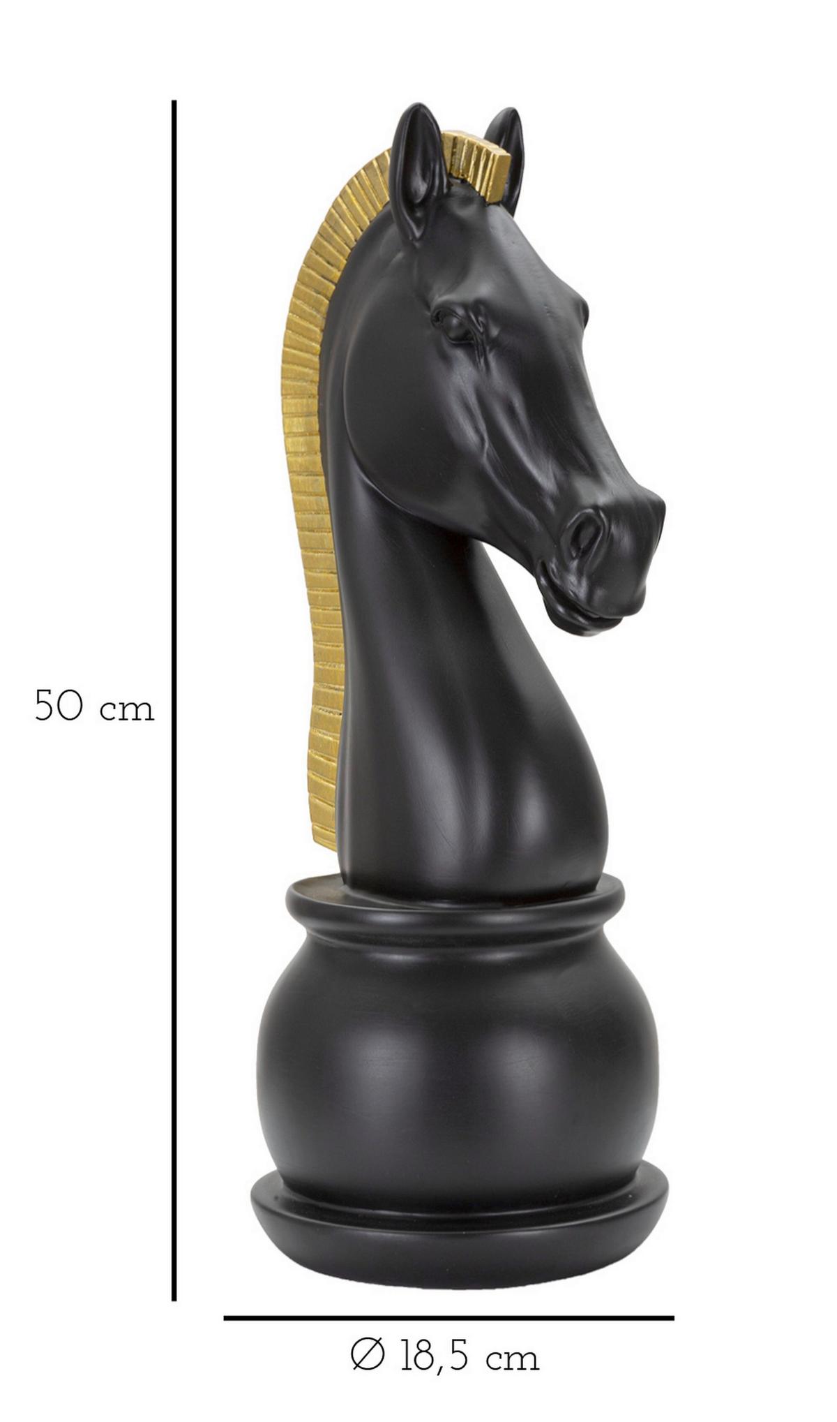 Skulptur Black And Gold Horse B: 18,5 cm - Goldfarben/Schwarz, Basics, Kunststoff (18.5/50/18.5cm)