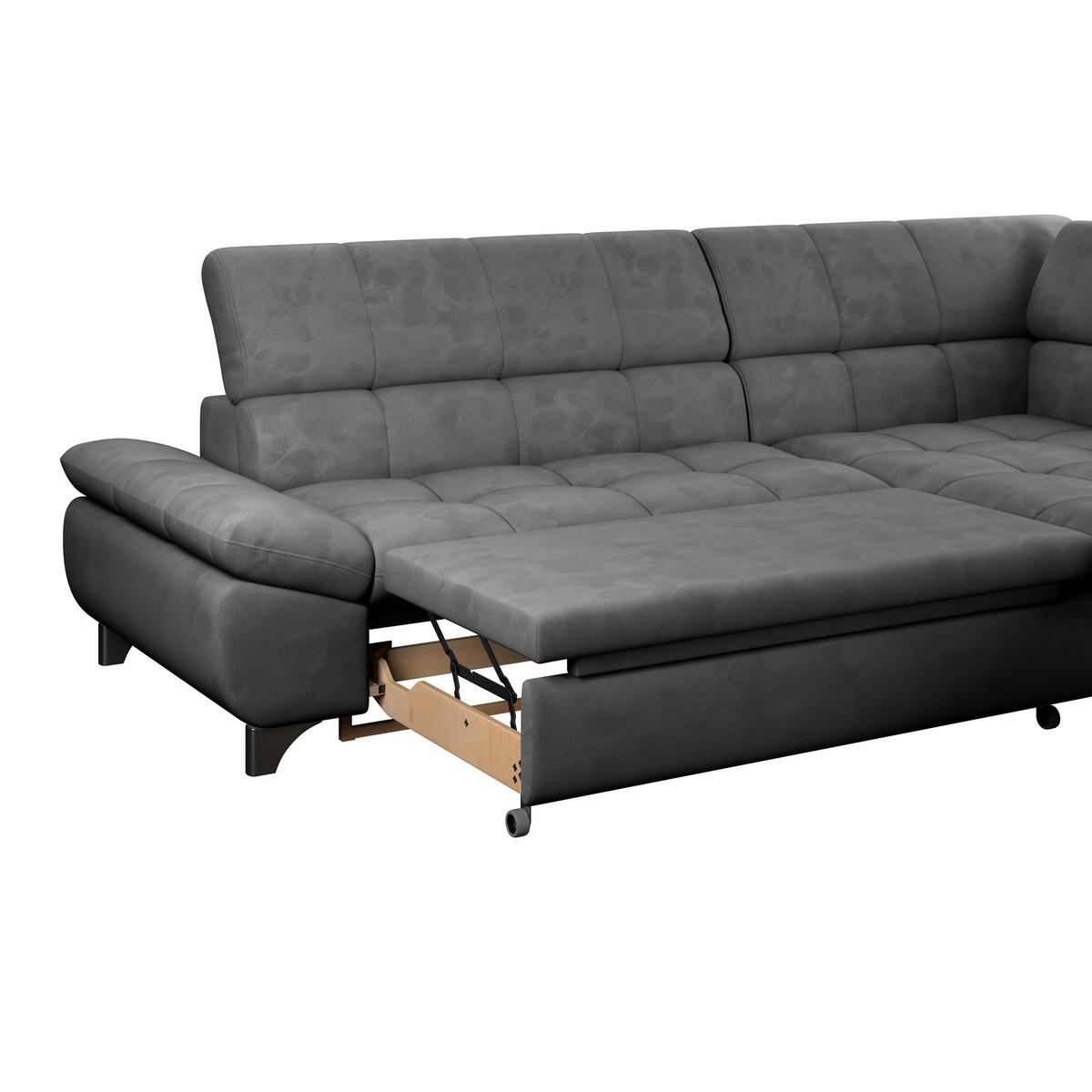 Ecksofa Gemini Dunkelgrau, B: 312cm - Chromfarben/Dunkelgrau, KONVENTIONELL, Textil (312/234cm)