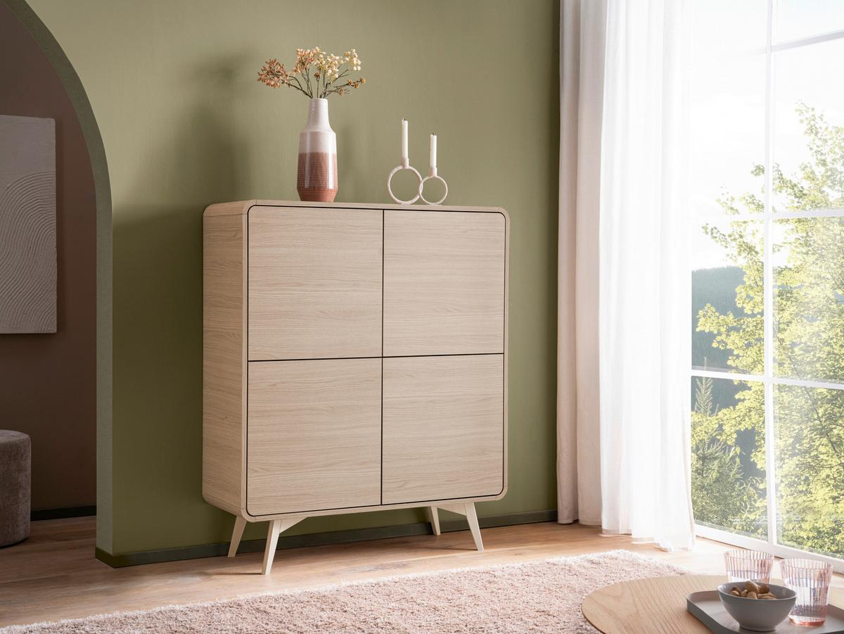 Highboard Torsby Eichefarben B: 108 Cm - Eichefarben, Design, Holzwerkstoff (108/130/39cm) - Livetastic