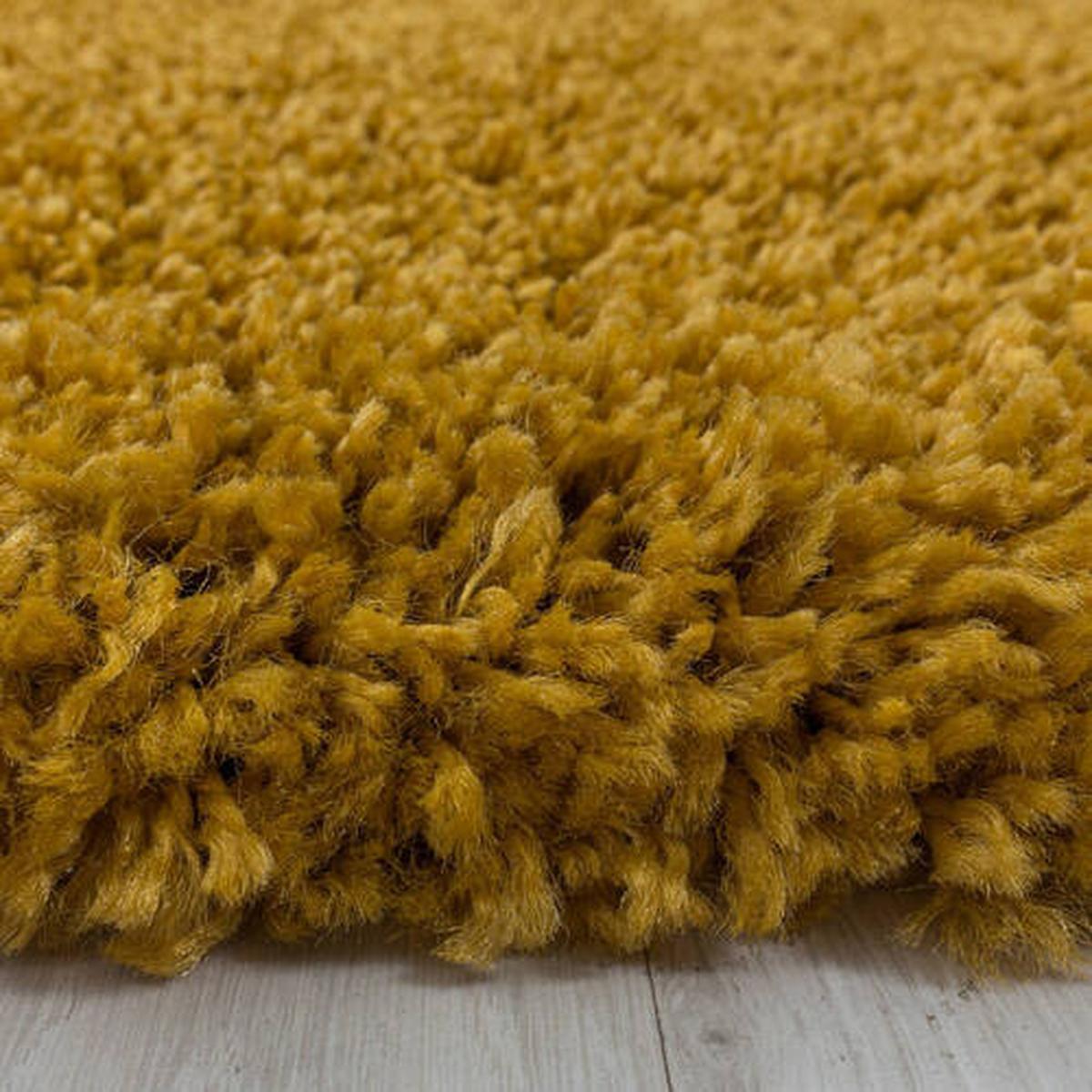 Hochflor Teppich Goldfarben Naturfaser Sydney Ø 200 cm - Goldfarben, Basics, Textil (200cm)
