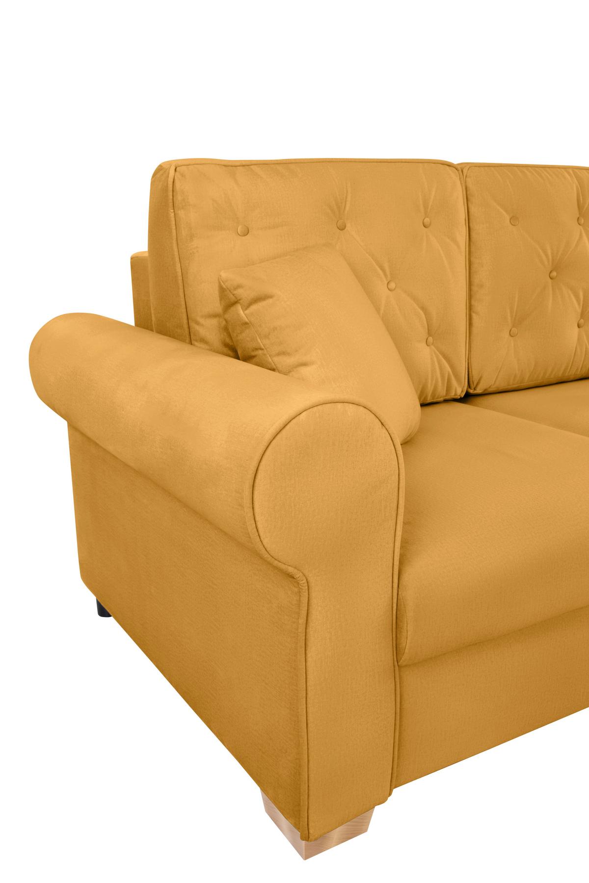 Schlafsofa Arles, Gelb 40 B: 240 Cm - Gelb/Buchefarben, Design, Textil (240/94/98cm) - MID.YOU