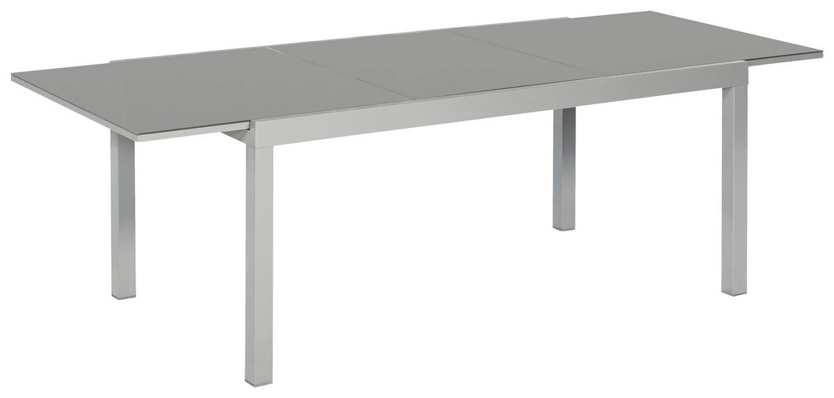 Gartentisch ausziehbar Metall/Glas L 200-300 cm - Silberfarben/Grau, KONVENTIONELL, Glas/Metall (200-300/110/75cm) - Gardenson