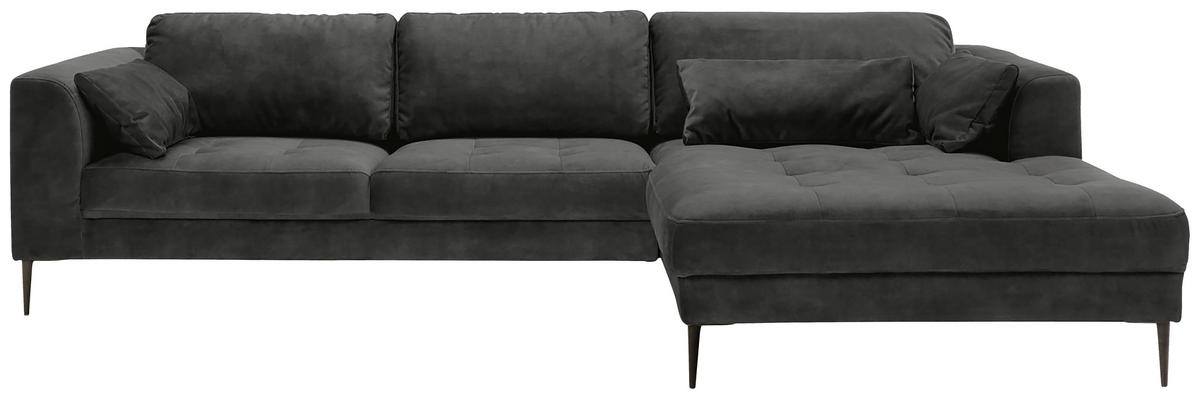 Eckschlafsofa Luzi - Anthrazit/Schwarz, MODERN, Textil (280/168cm) - Trendmanufaktur