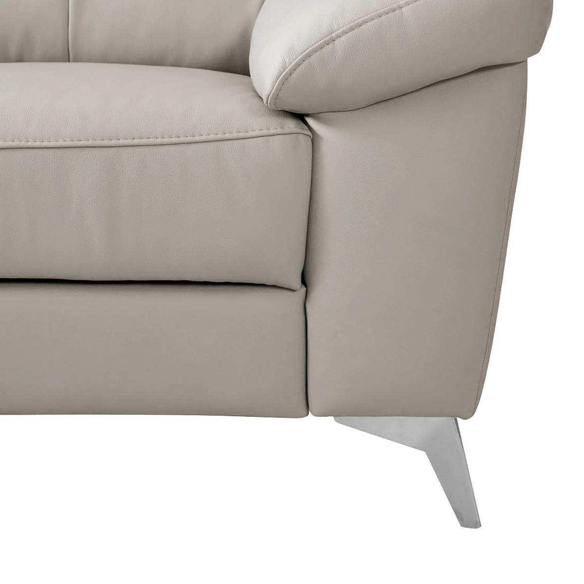 Ecksofa Luna Teilleder Platinfarben 194x242 - Platinfarben/Chromfarben, Design, Leder/Textil (194/242cm) - Livetastic