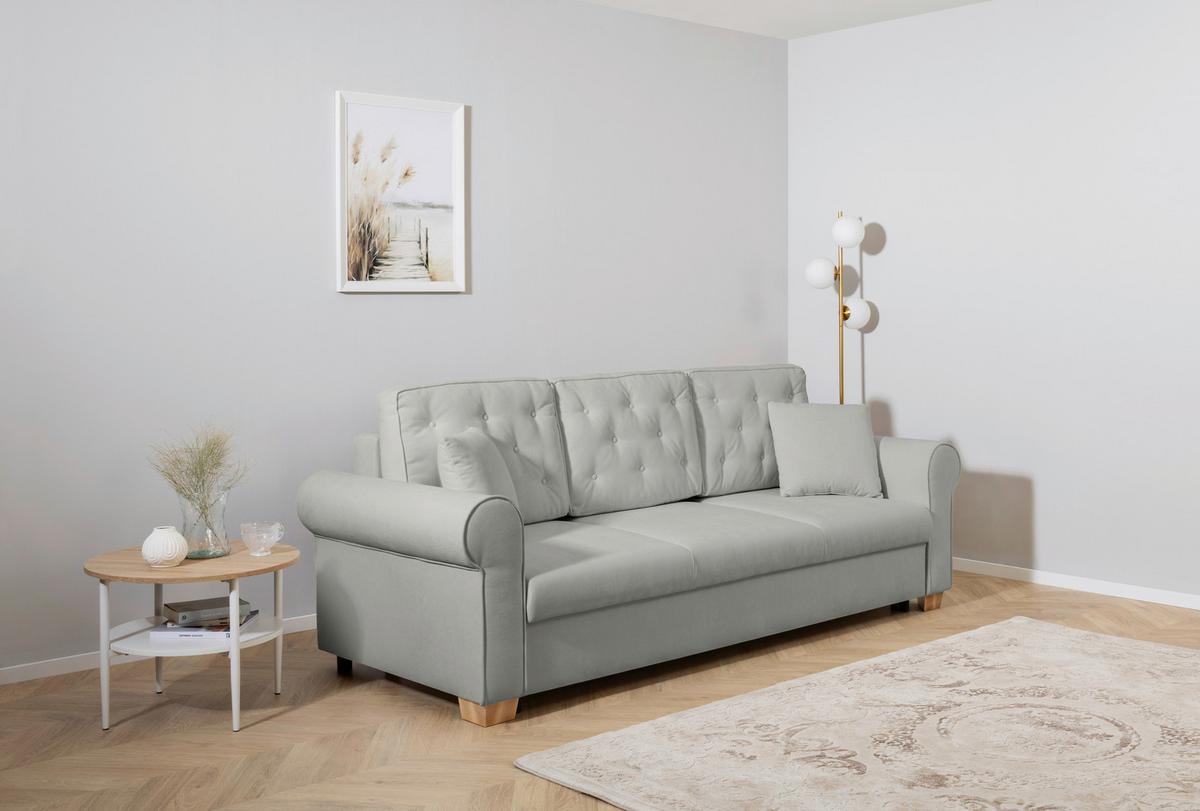 Schlafsofa Arles, Grau 90 B: 240 Cm - Buchefarben/Grau, Design, Textil (240/94/98cm) - MID.YOU