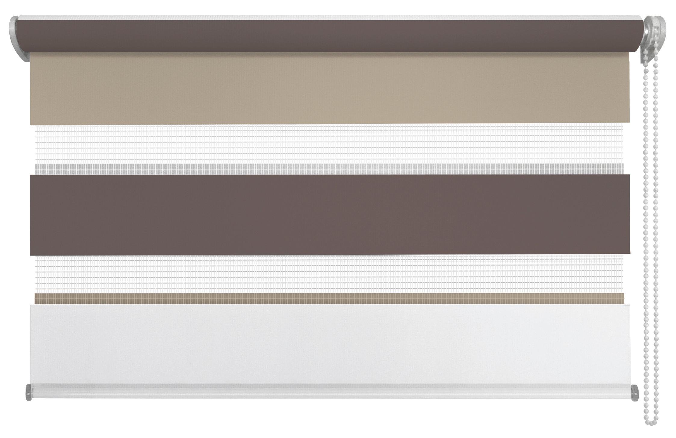 Doppelrollo Just Triple Braun, Grau, Weiß B: 80 cm - Braun/Weiß, Basics, Textil (80/210cm)
