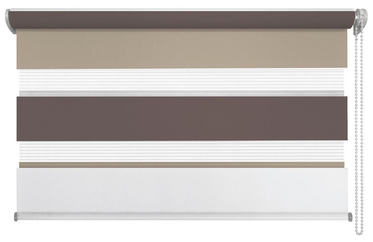 Doppelrollo Just Triple Braun, Grau, Weiß B: 80 cm - Braun/Weiß, Basics, Textil (80/210cm)