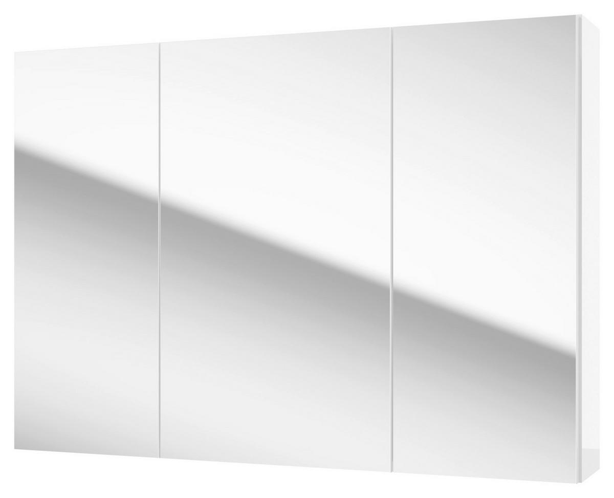 Spiegelschrank Locca 3 Türen, BxHxT: 85x60x15 cm Weiß - Weiß, Basics, Glas/Holzwerkstoff (85/60/15cm) - MID.YOU