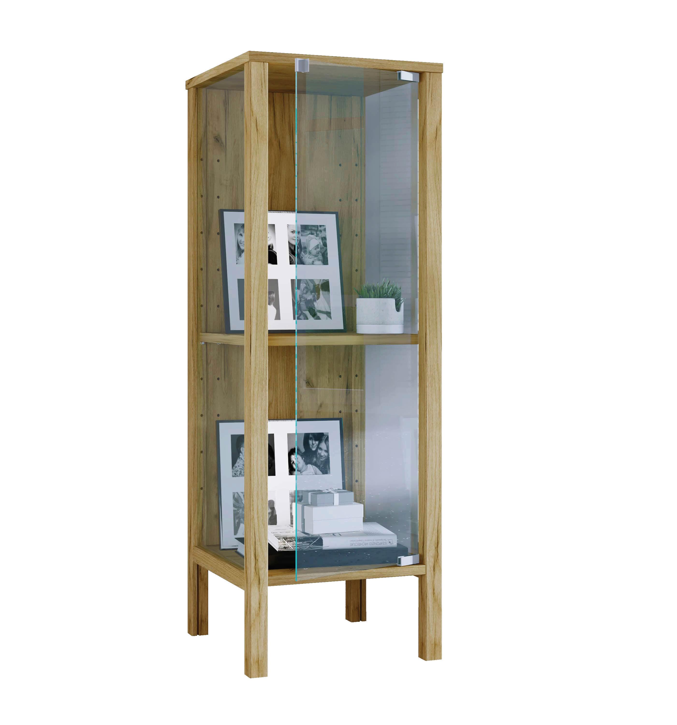 Vitrine Jensol Honigeiche B: 33 cm - Honigeiche/Klar, Design, Glas/Holzwerkstoff (33/98/35cm) - Livetastic
