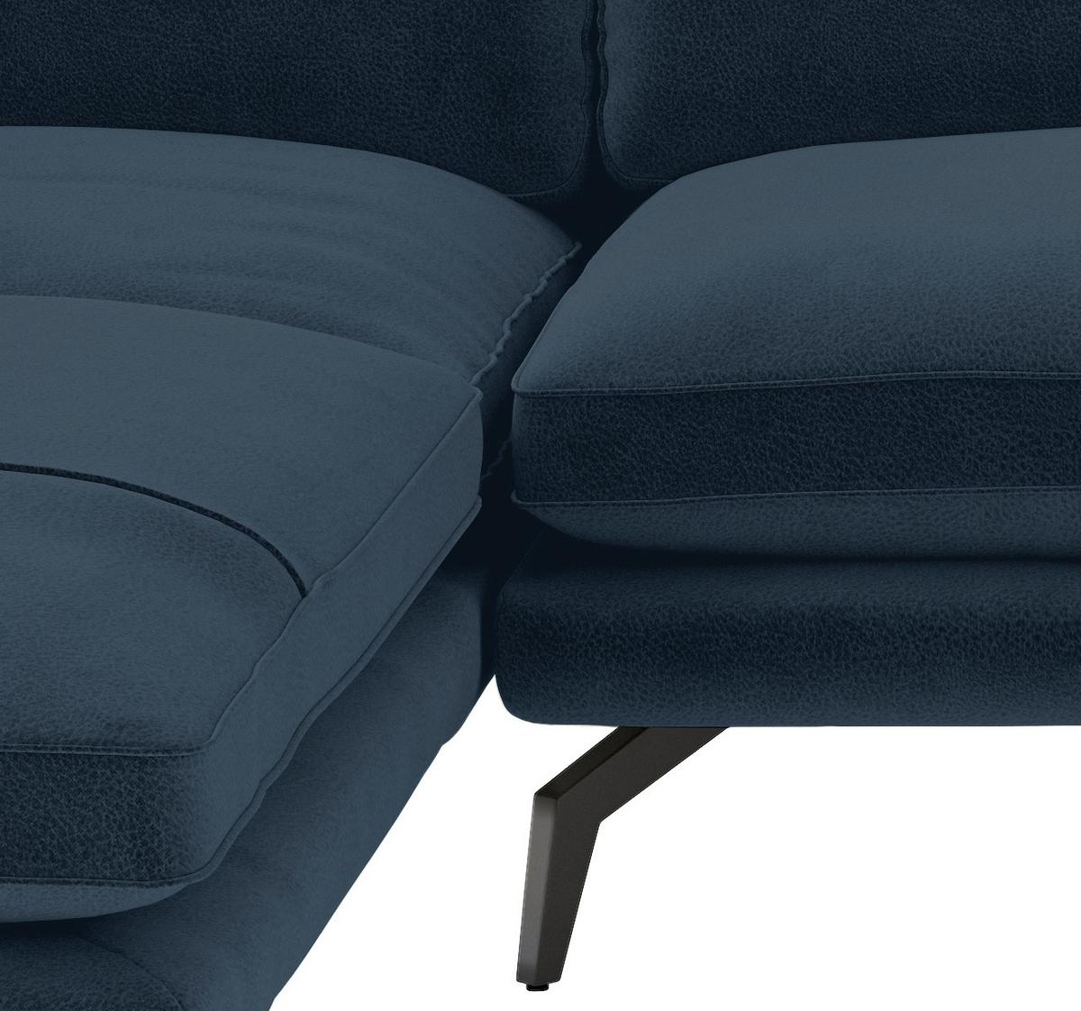 Ecksofa Bali - Schwarz/Dunkelblau, Design, Textil (202/250cm) - Livetastic
