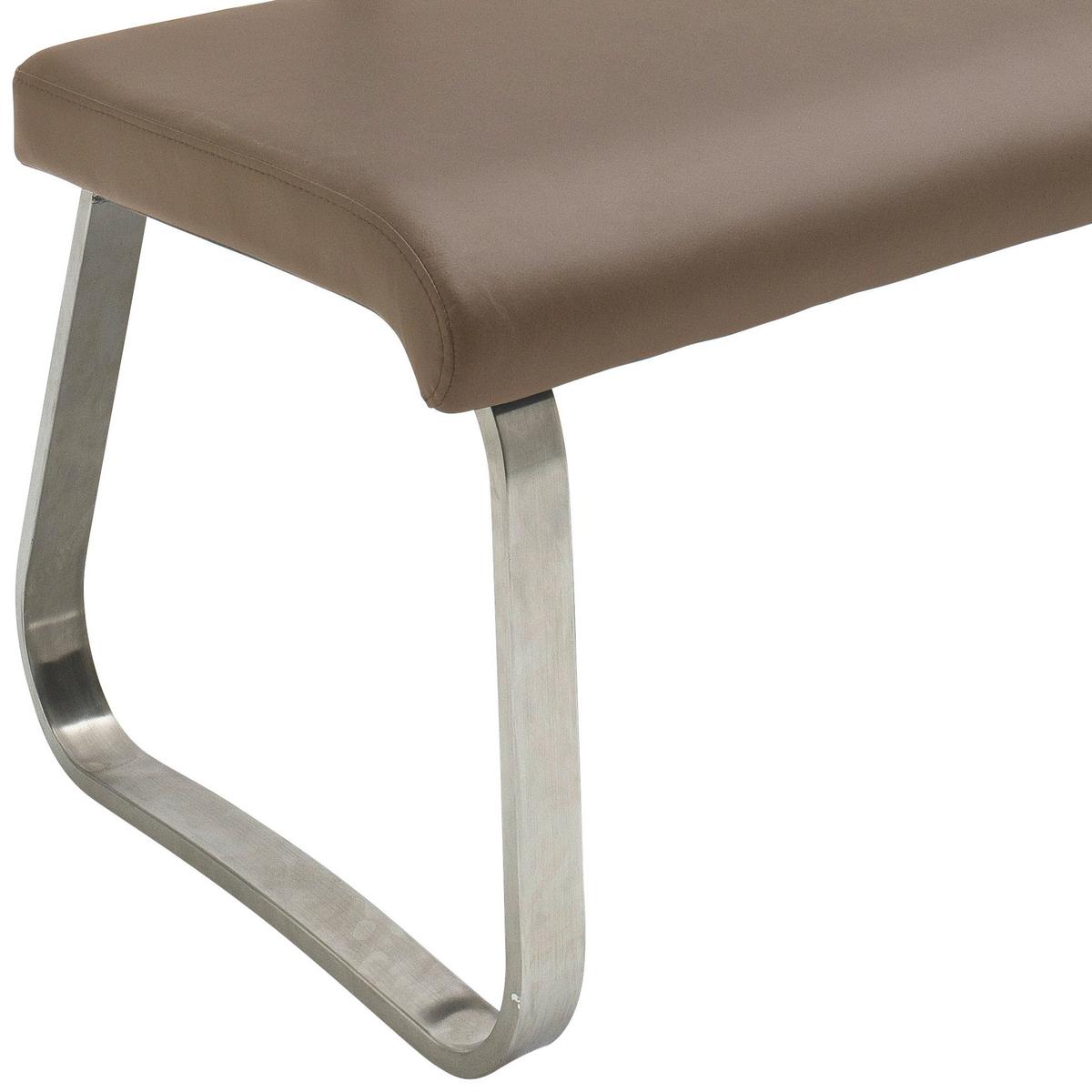 Sitzbank mit Lehne Cappuccino Arco 175x86x59 cm - Edelstahlfarben/Cappuccino, Design, Leder/Metall (175/86/59cm) - Livetastic