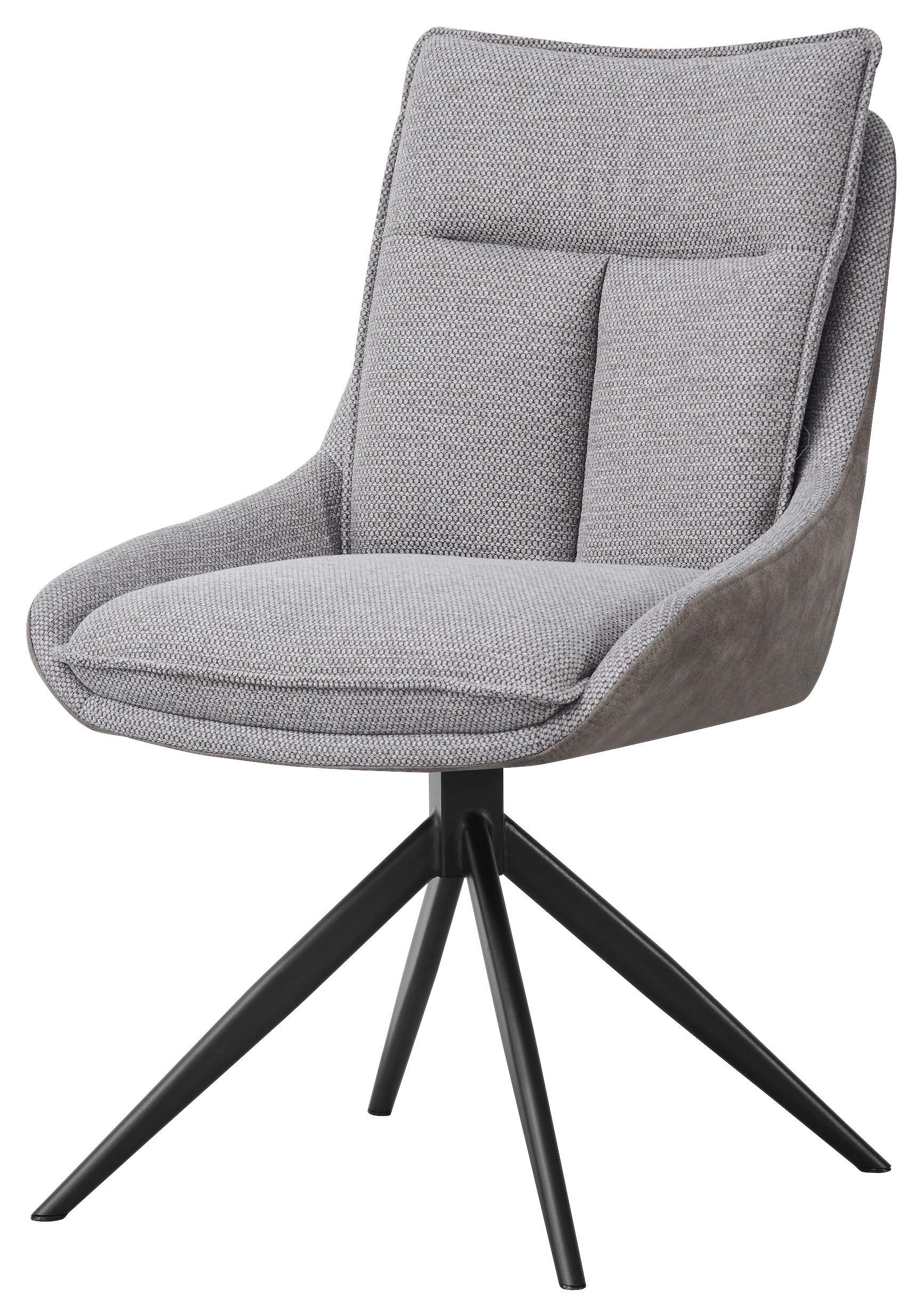 Armlehnstuhl Emilia Webstoff braun, B: 55cm - Schwarz/Braun, MODERN, Holz/Textil (55/88/65cm)
