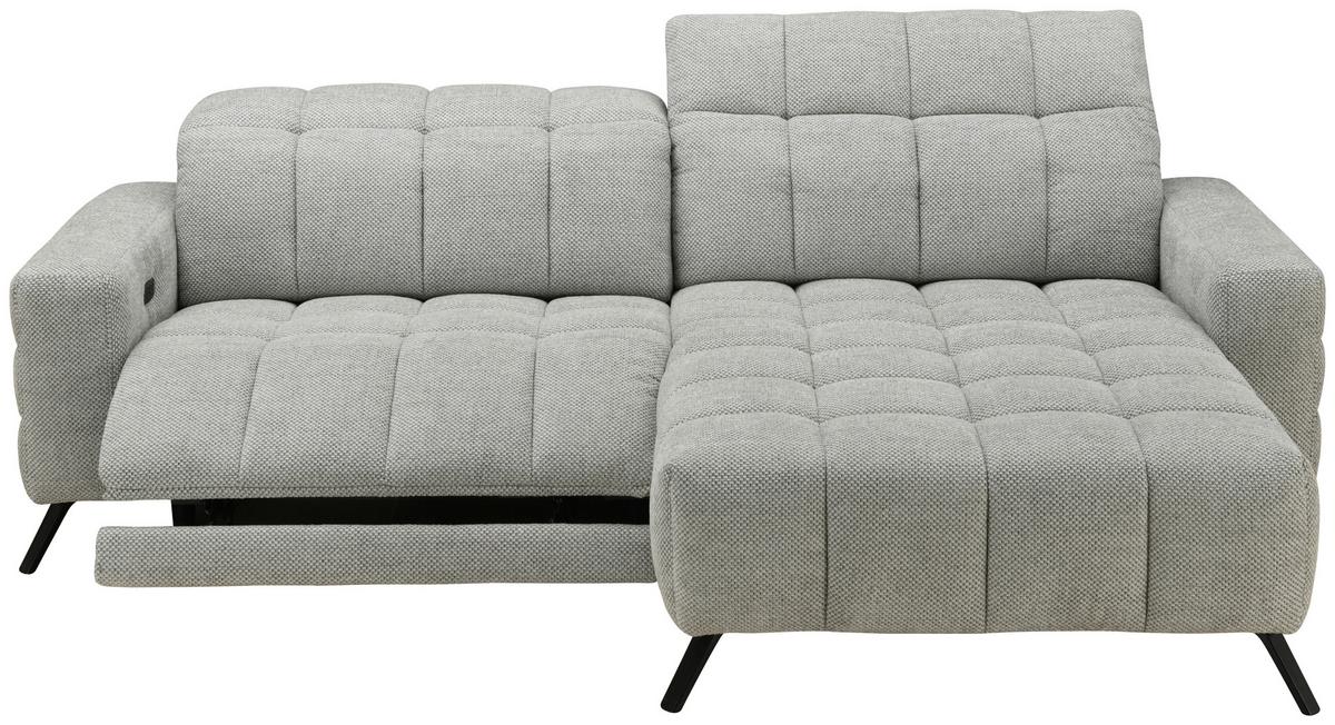 Ecksofa Milano Microfaser Hellgrau, B: 256 Cm - Hellgrau/Schwarz, MODERN, Holz/Textil (256/106cm) - Luca Bessoni