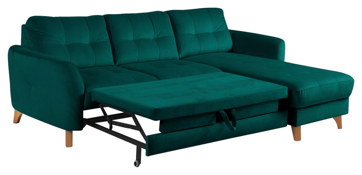 Ecksofa Nordic, Petrol S: 238x168 cm - Buchefarben/Petrol, Design, Textil (238/168cm) - Livetastic