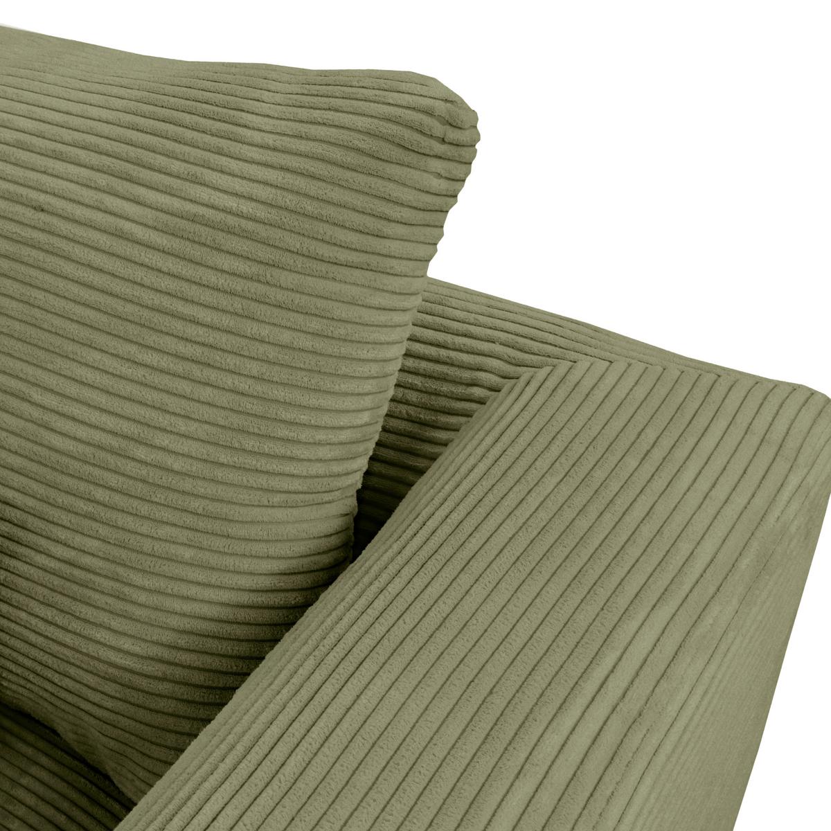Ecksofa Berlin Cord Olivgrün 172x313 cm - Schwarz/Olivgrün, Design, Textil (172/313cm) - Livetastic