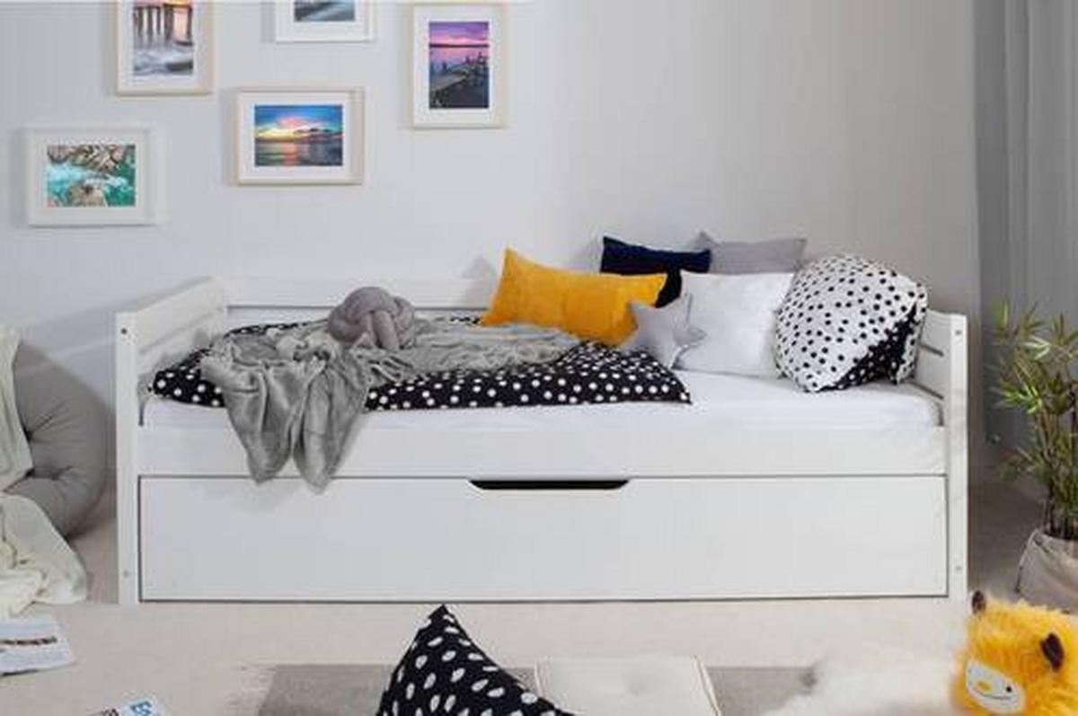 Stauraumbett Naomi - Weiß, MODERN, Holz (90/200cm) - MID.YOU