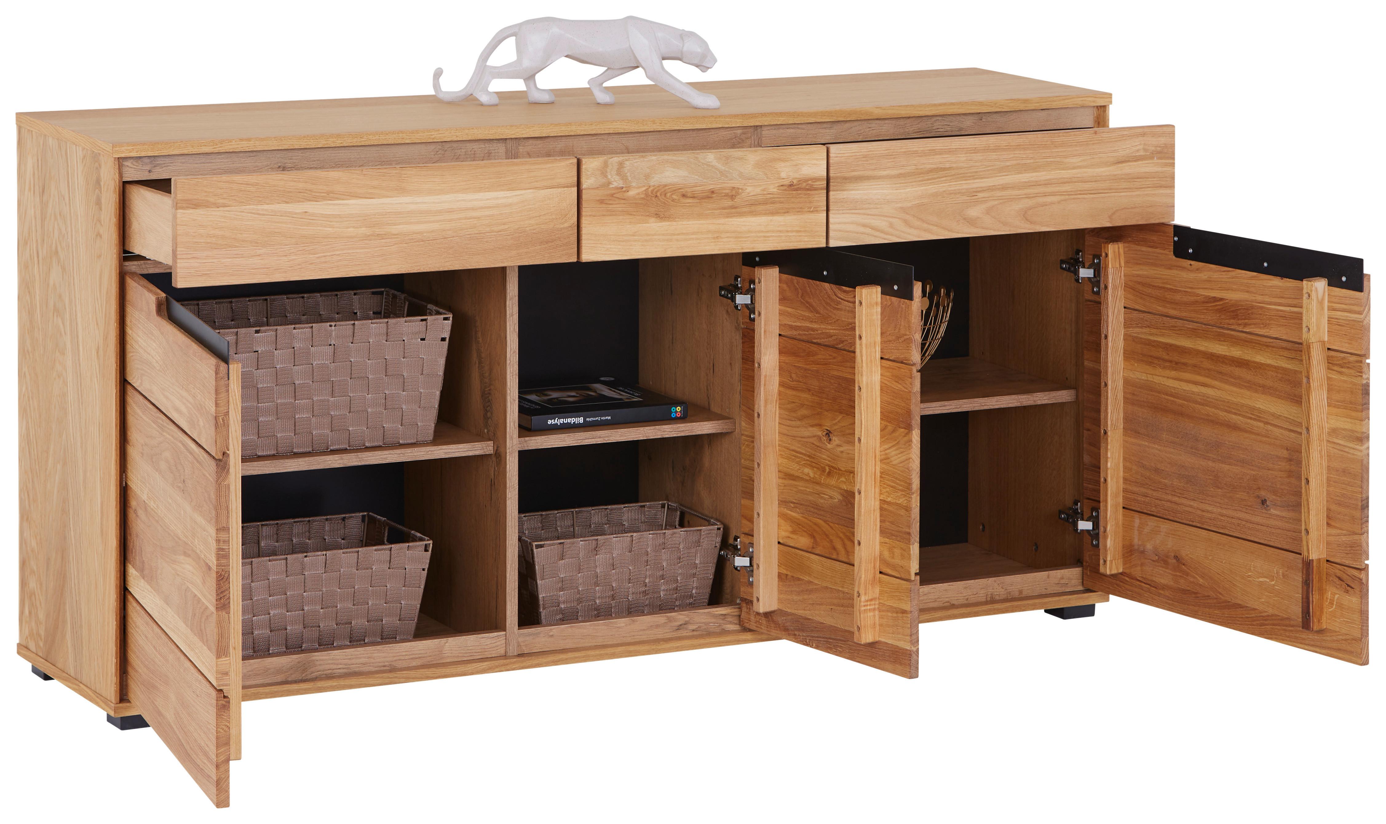 Sideboard Lola Giga S 3996 - Wildeiche/Schwarz, KONVENTIONELL, Glas/Holz (162,5/82,5/40,5cm)