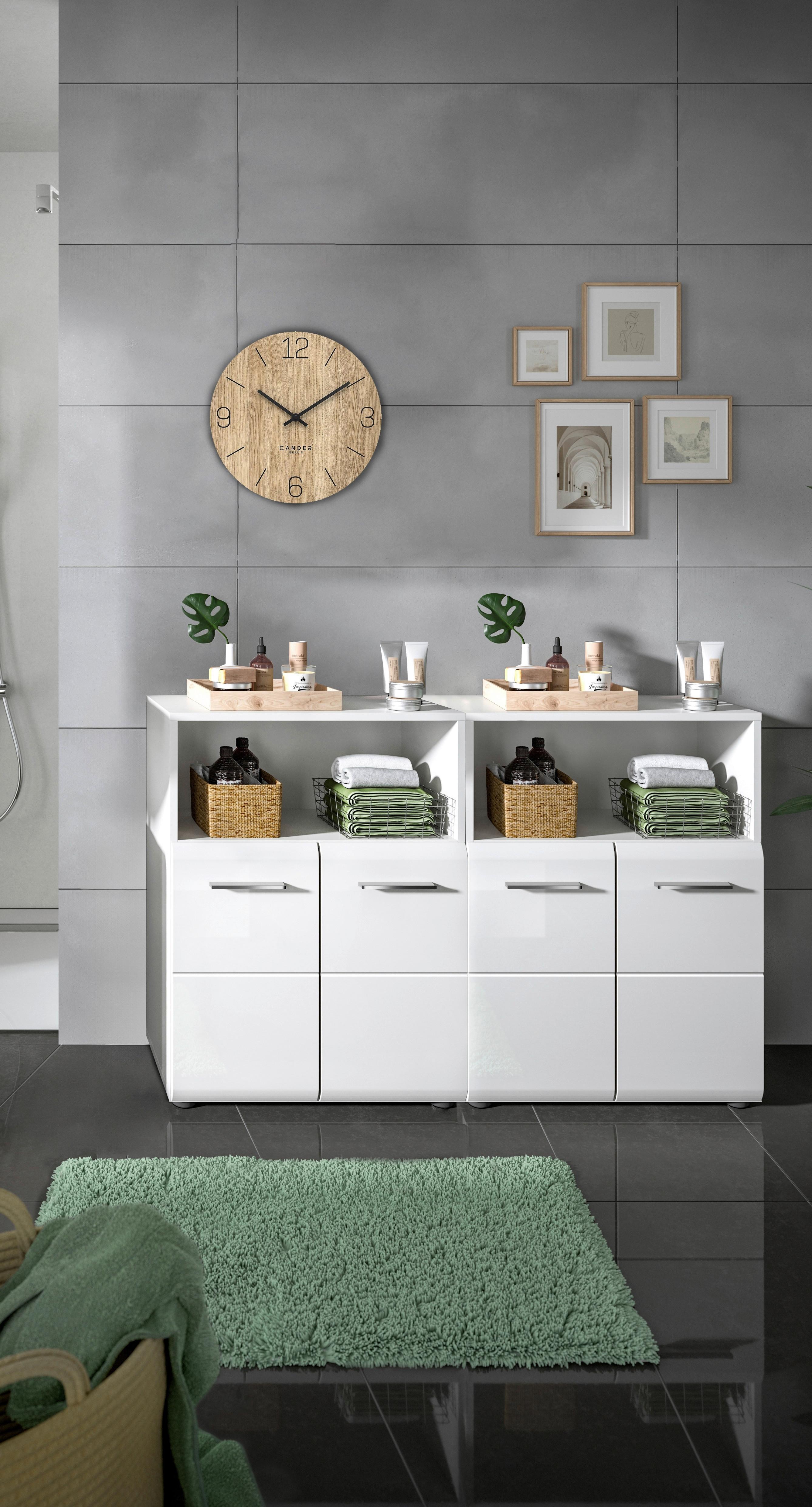 Midischrank Ice Weiß Hg B: 120 Cm - Weiß Hochglanz/Schwarz, MODERN, Holzwerkstoff (120/80/30cm) - MID.YOU