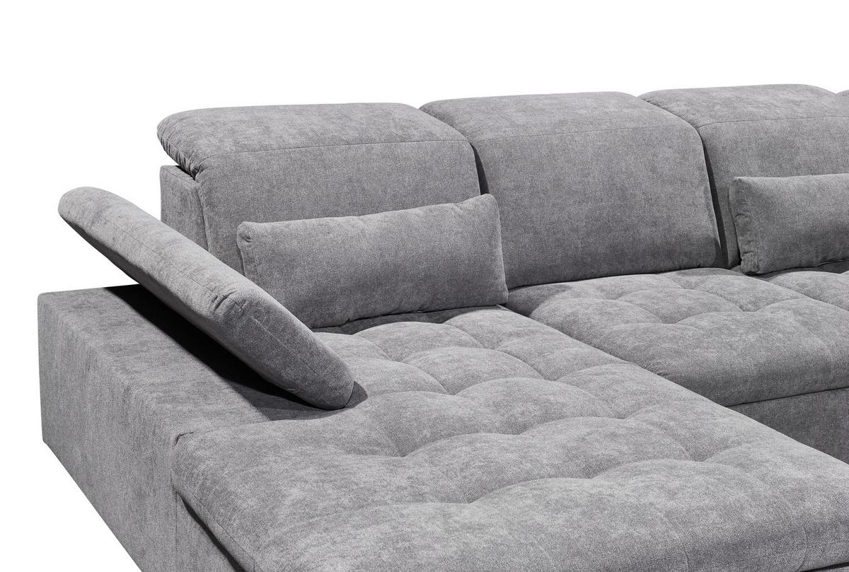 Sedací souprava WAYNE U - šedá/barvy stříbra, Konvenční, textil/plast (188/340/240cm) - MID.YOU