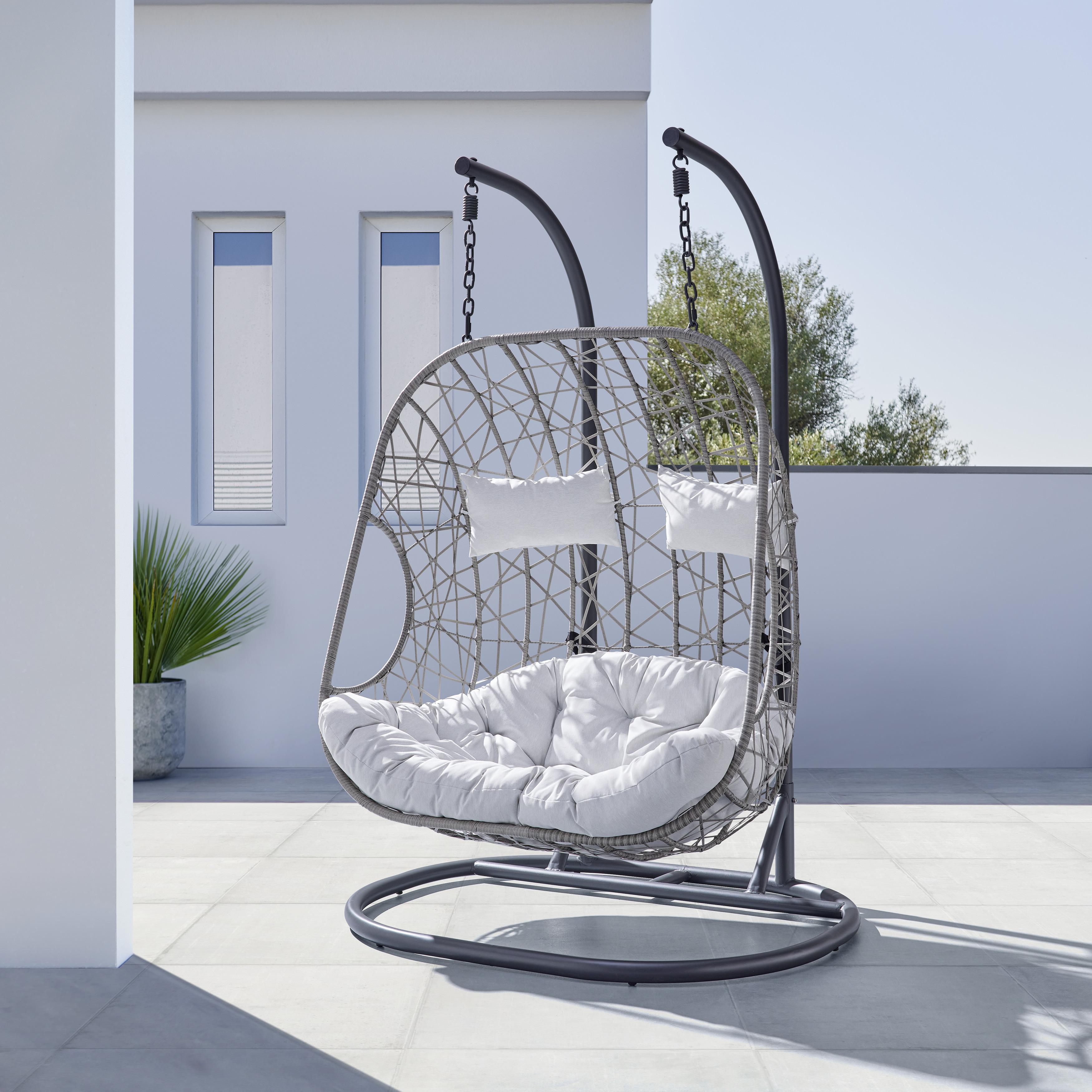 Závěsné Křeslo Mia - šedá/tmavě šedá, Moderní, kov/textil (128/106/200cm) - Bessagi Garden