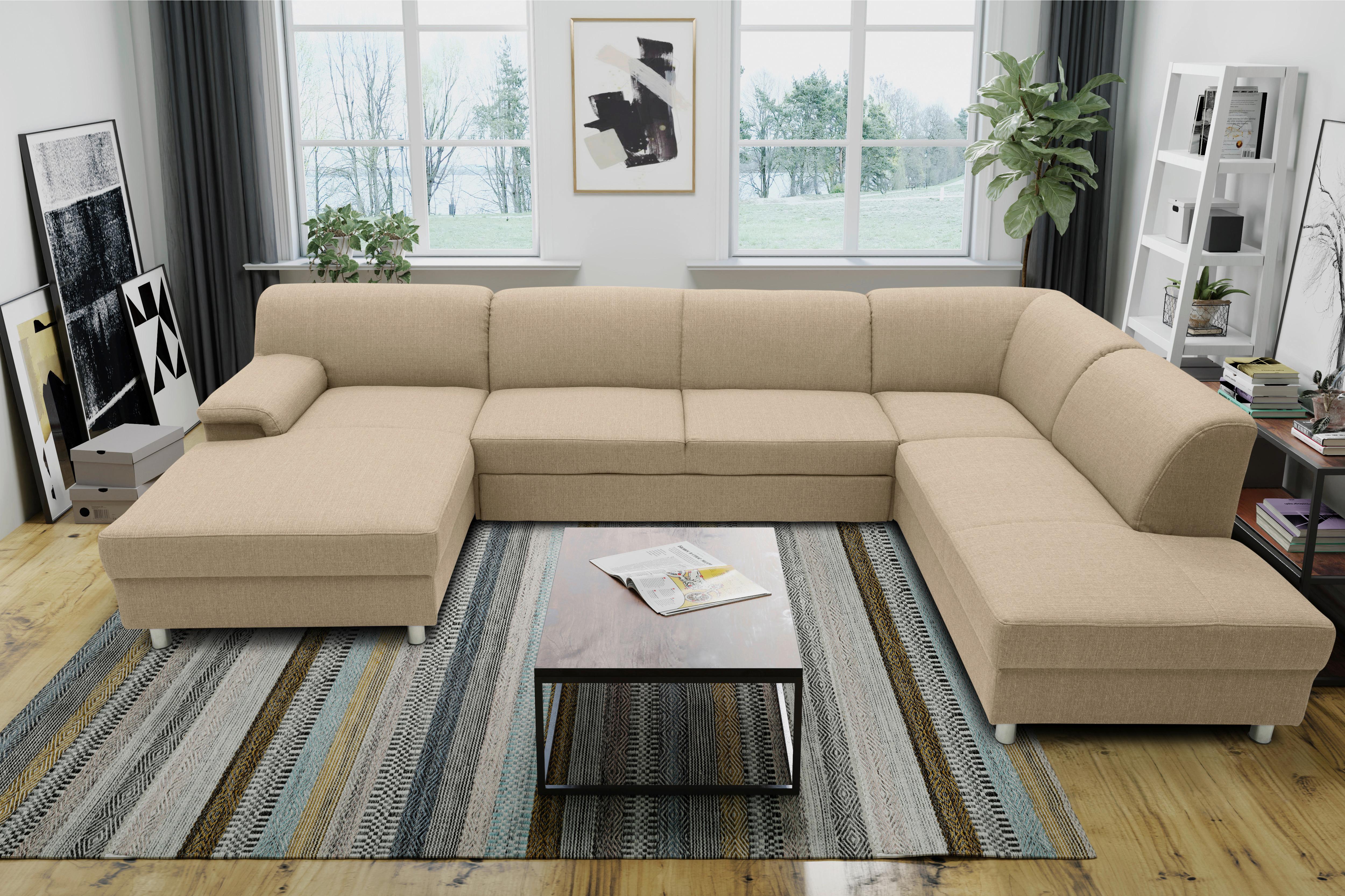 Wohnlandschaft Jamie Beige - Chromfarben/Beige, KONVENTIONELL, Textil (150/308/194cm) - MID.YOU