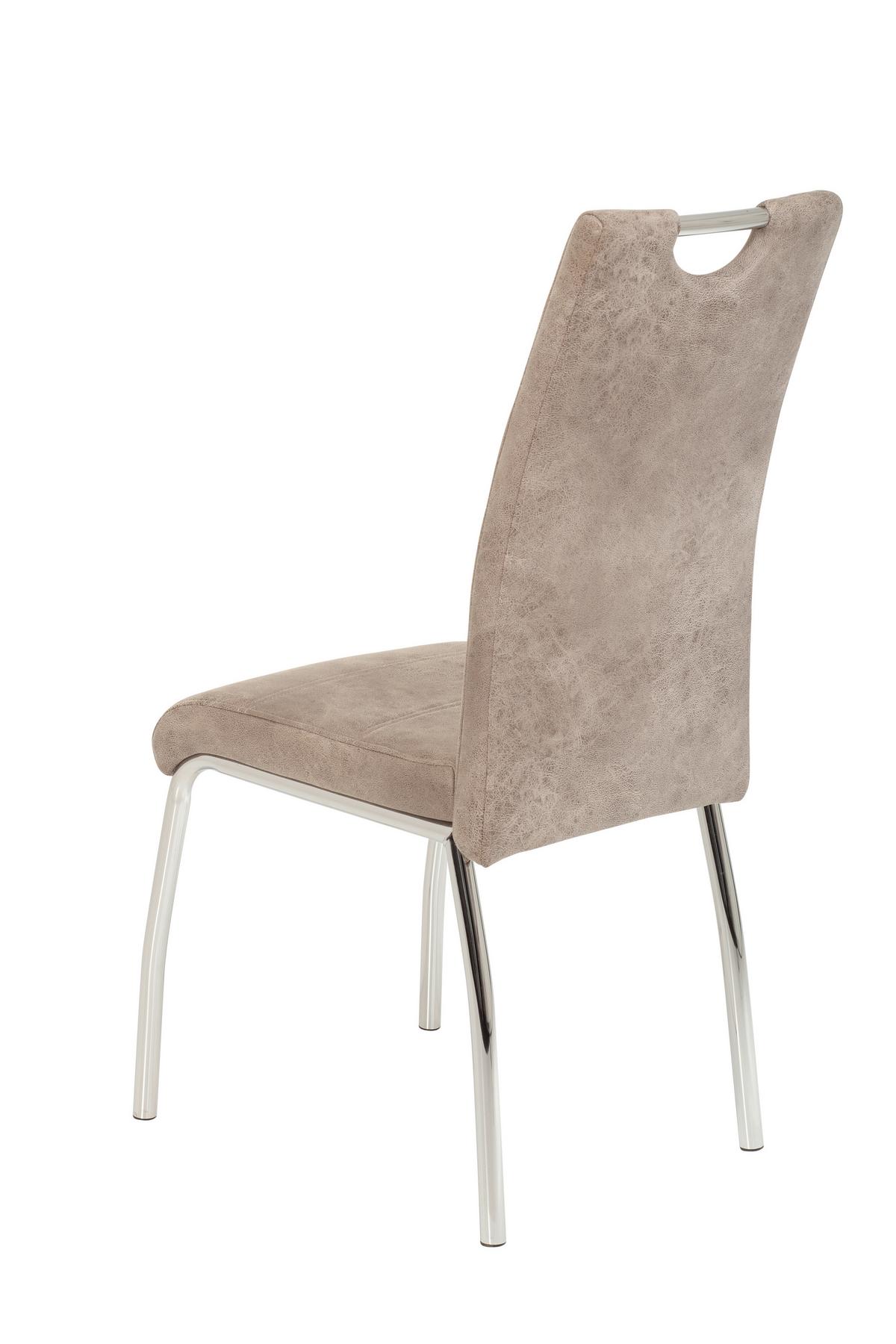 STOLIČKA SUSI II - chrómová/béžová, Modern, kov/textil (44/98/61cm)
