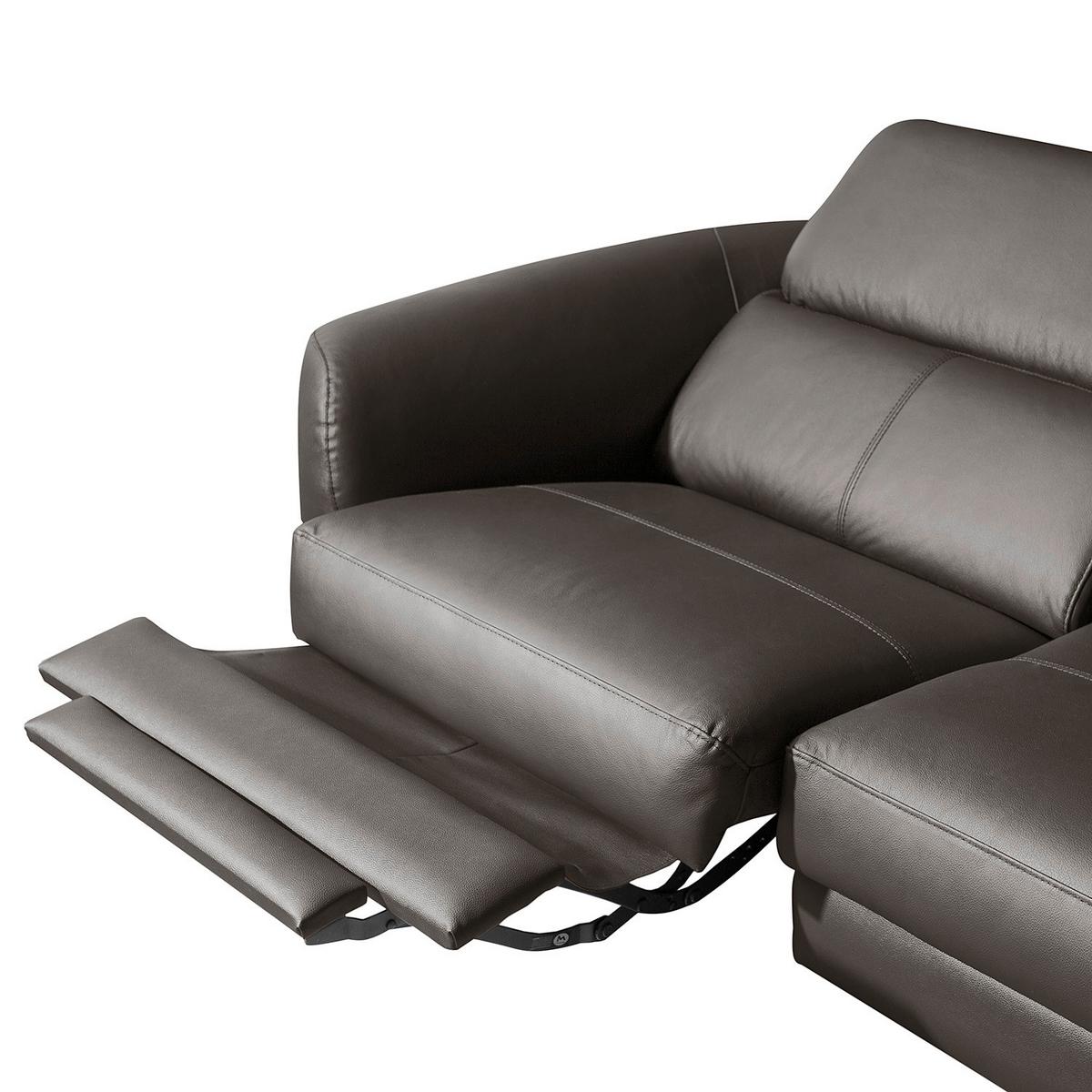 Ecksofa Berne Dunkelbraun S: 261x183 cm - Dunkelbraun/Schwarz, Design, Leder/Textil (261/183cm) - Livetastic