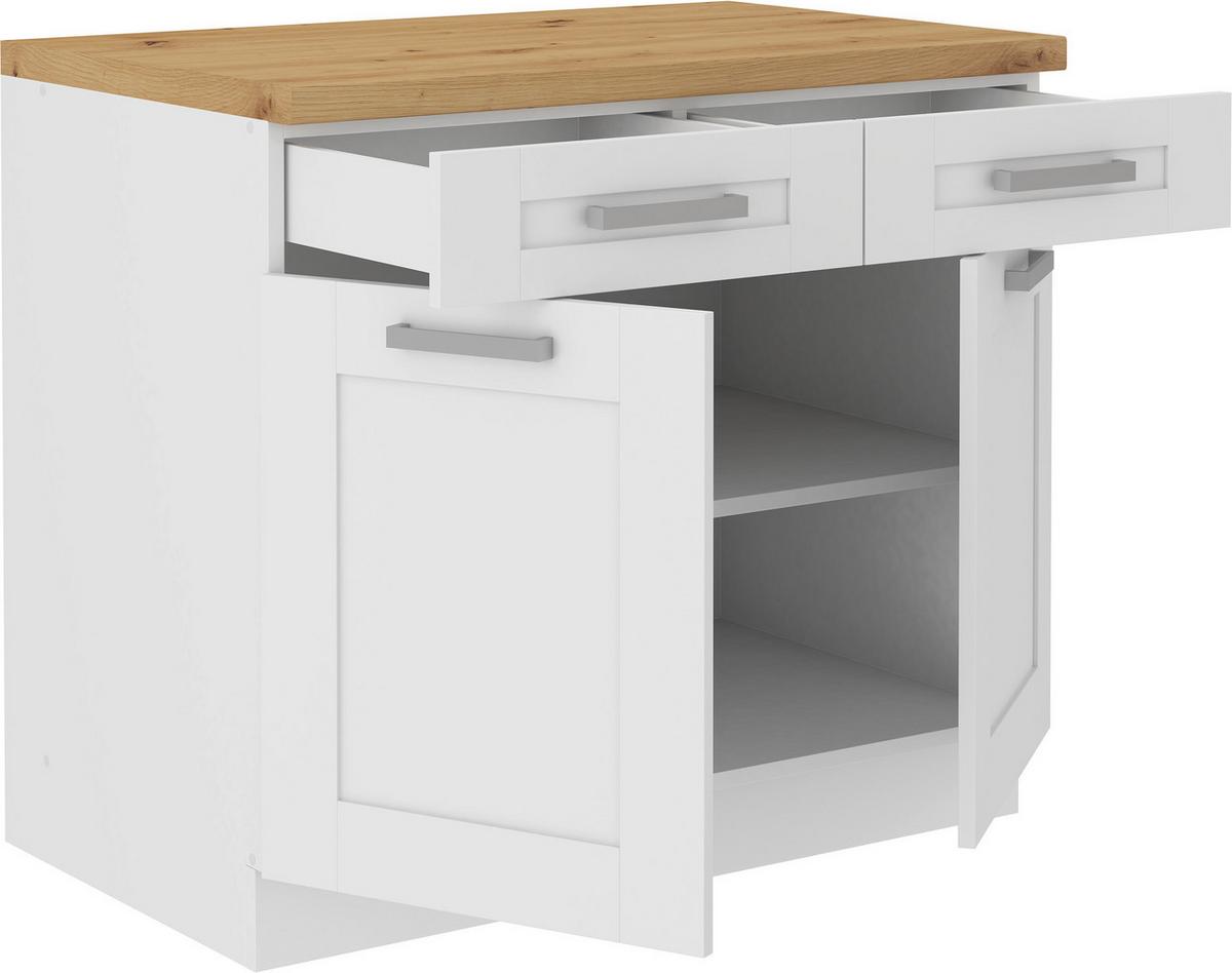 KUCHYŇSKÁ SPODNÍ SKŘÍŇKA LUISA        US100 - bílá/barvy stříbra, Romantický / Rustikální, kov/kompozitní dřevo (100/86/60cm) - Ondega