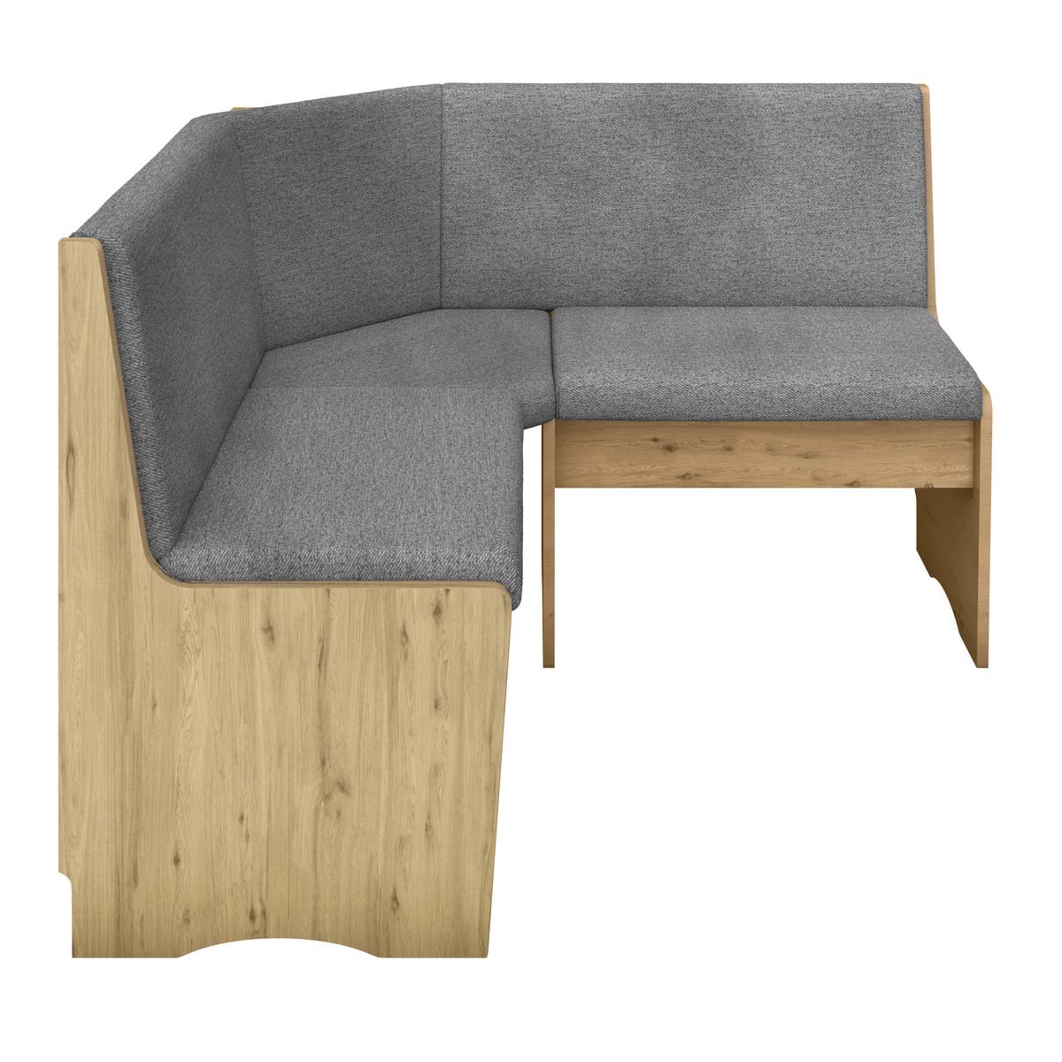 Eckbank Lüdge Webstoff dunkelgrau, 125x125cm - Dunkelgrau/Eiche Artisan, ROMANTIK / LANDHAUS, Holzwerkstoff/Textil (125/125cm)