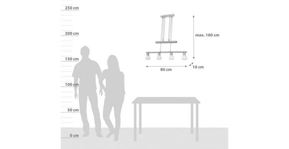 Hängleuchte Aurelio H: 160 cm 4-Flammig höhenverstellbar - Weiß/Nickelfarben, KONVENTIONELL, Glas/Metall (80/10/160cm) - James Wood