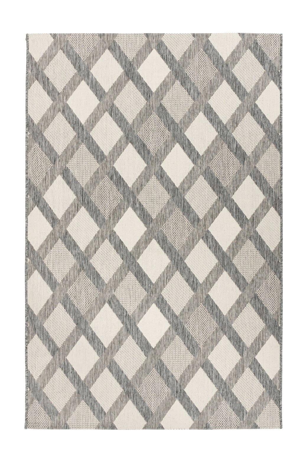 Flachwebteppich Splash 800 Creme/Grau, 80x150 cm - Creme/Grau, KONVENTIONELL, Textil (80/150cm) - Kayoom
