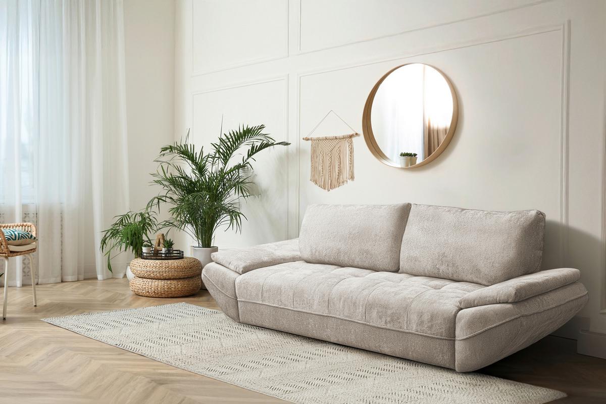Schlafsofa Elma Sandfarben B: 280cm - Sandfarben/Schwarz, KONVENTIONELL, Holz/Holzwerkstoff (280/73-93/107cm) - MID.YOU