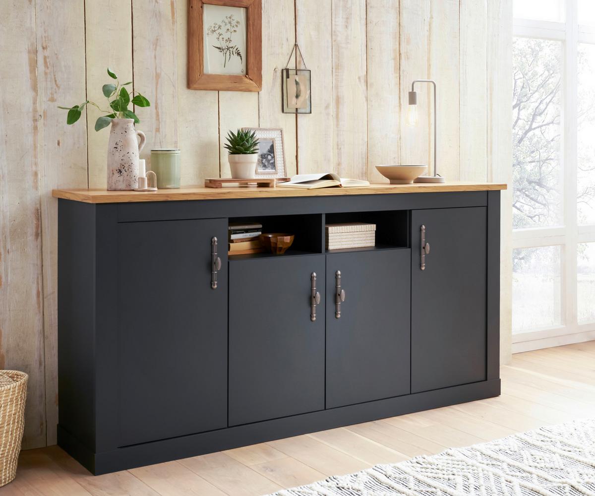 Sideboard Catania Anthrazit/Eiche Dekor B: 200cm - Anthrazit/Eiche Wotan, Design, Holzwerkstoff (200/104/45cm) - MID.YOU