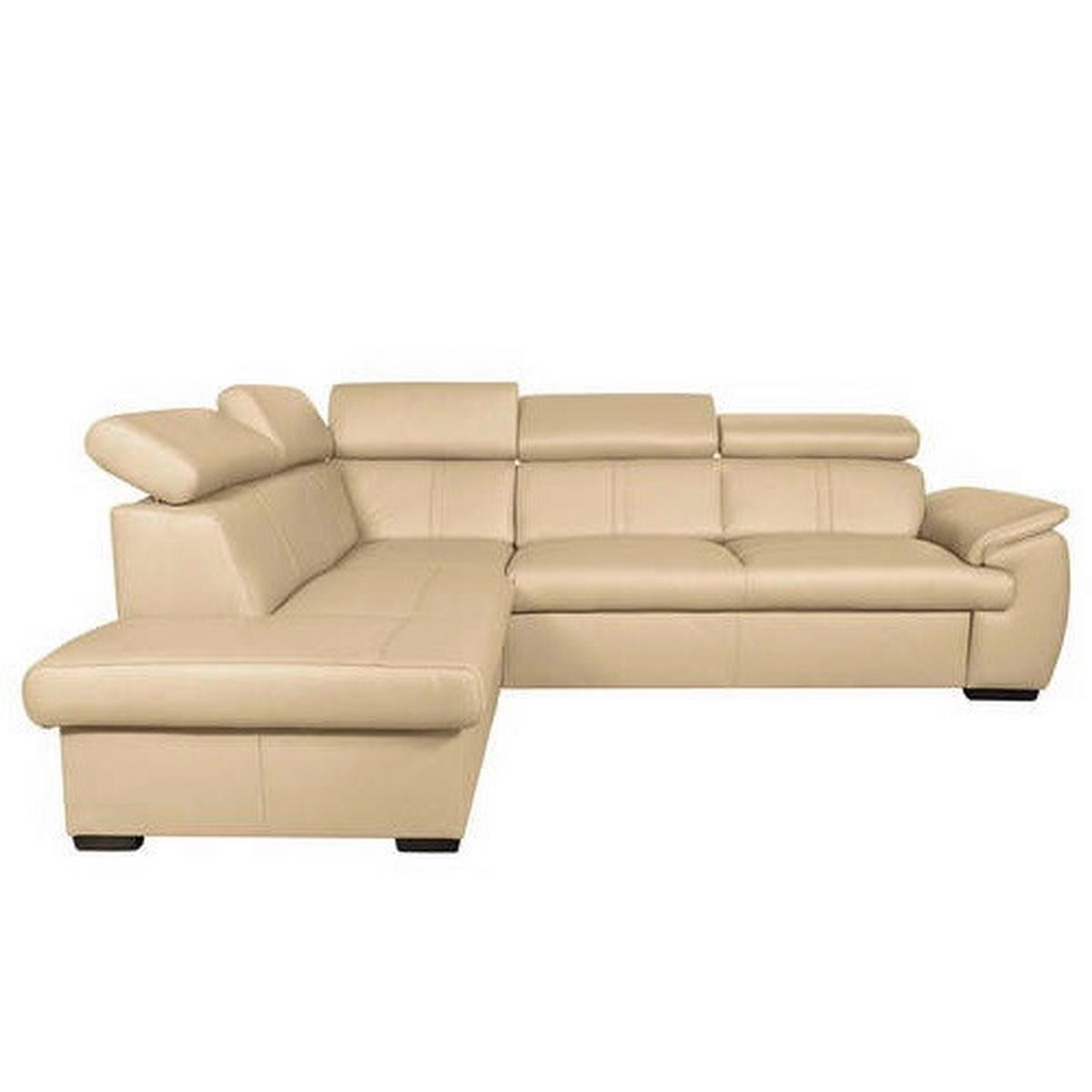 Ecksofa City Beige S: 211x265 cm - Wengefarben/Beige, Design, Leder (211/265cm) - Livetastic