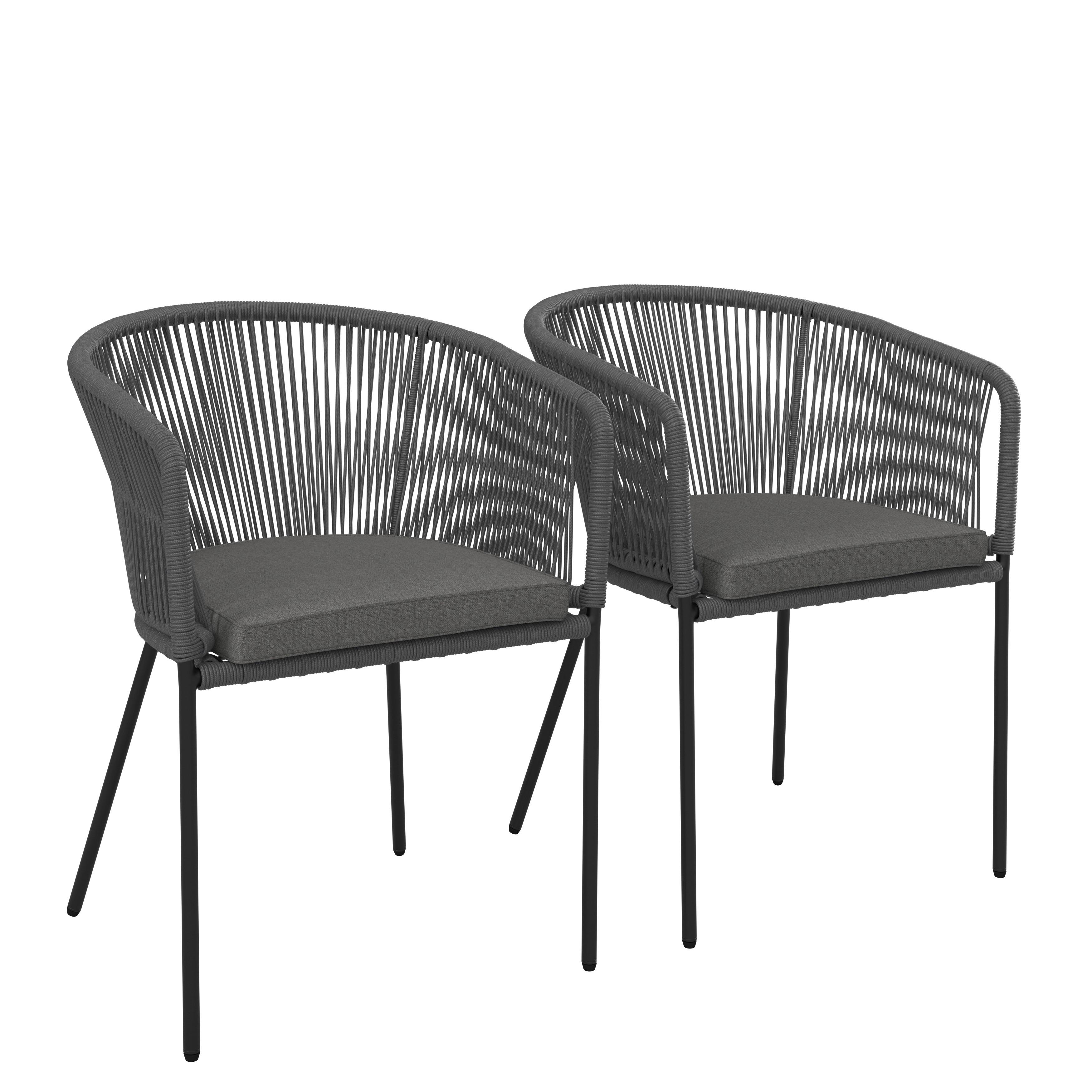 SADA ZAHRADNÍCH KŘESEL VICTOR - tmavě šedá, Moderní, kov/textil (56/59/78cm) - Bessagi Garden