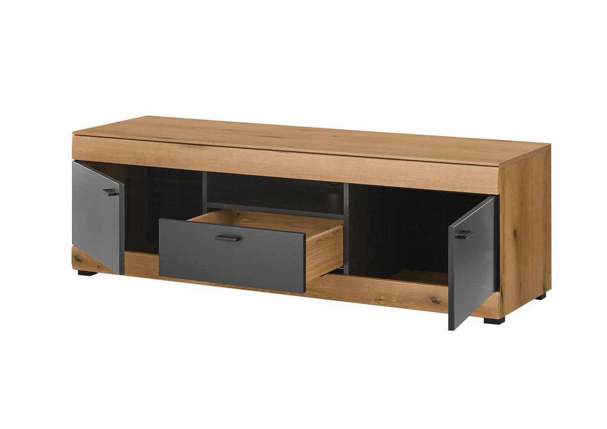 Lowboard Soleto Graphit-/Eichefarben B: 150cm - Eichefarben/Schwarz, Design, Holzwerkstoff (150/48/45cm) - MID.YOU