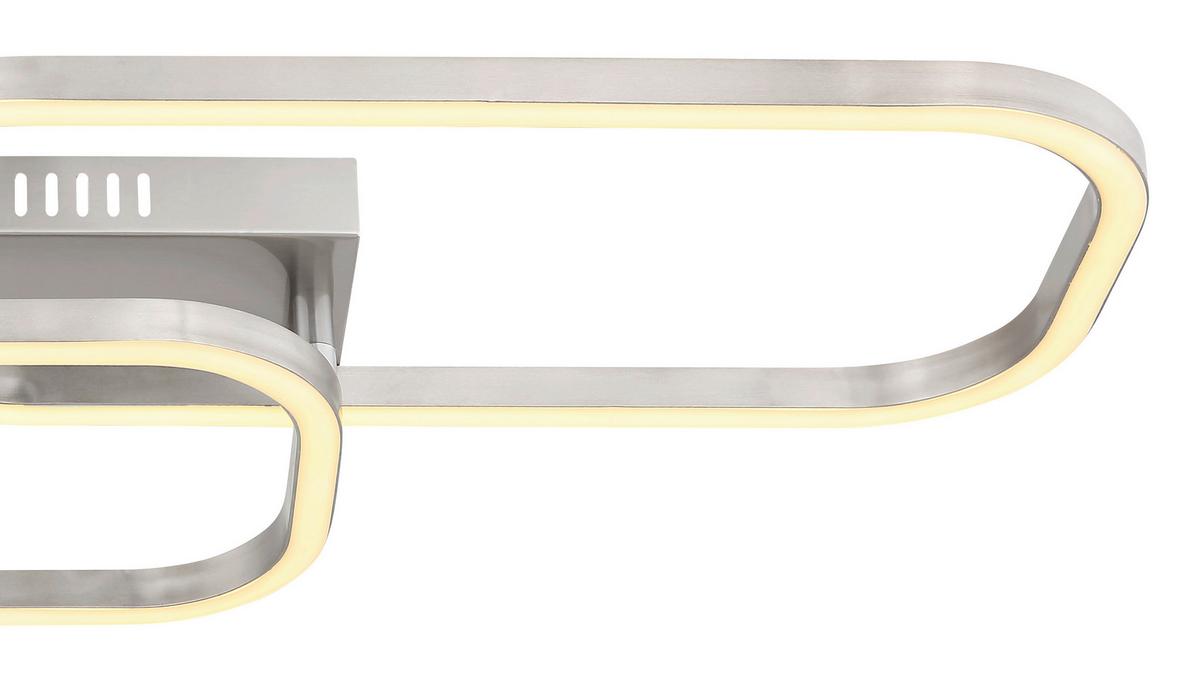 LED-Deckenleuchte L: 62,6 cm, 1-Flammig - Opal/Nickelfarben, Design, Kunststoff/Metall (62,6/30,6/6cm) - Globo