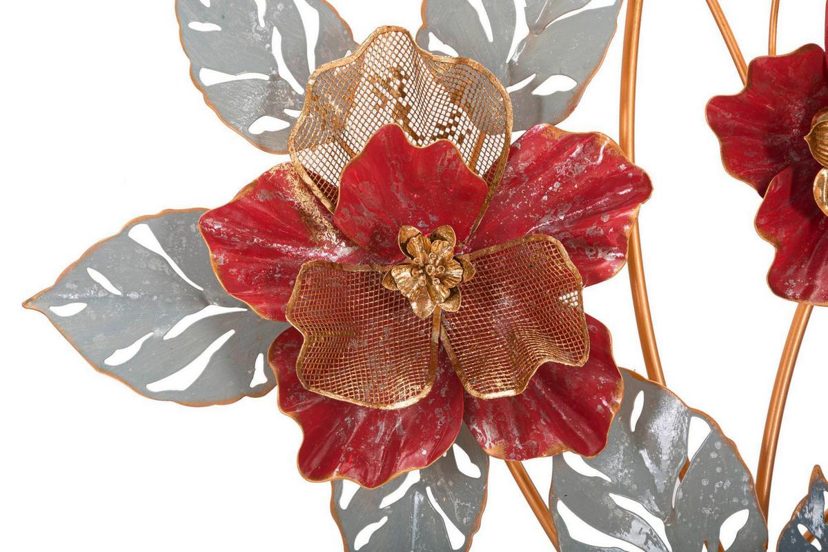Wanddeko Lovis Goldfarben/grau/rot B: 68,6 Cm - Rot/Goldfarben, Basics, Metall (68.6/98.4/7.6cm)