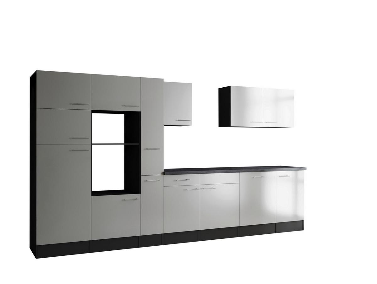 Küchenleerblock Oliver Grau, Weiß B: 370 Cm - Weiß/Grau, Design, Holzwerkstoff (370cm) - Respekta