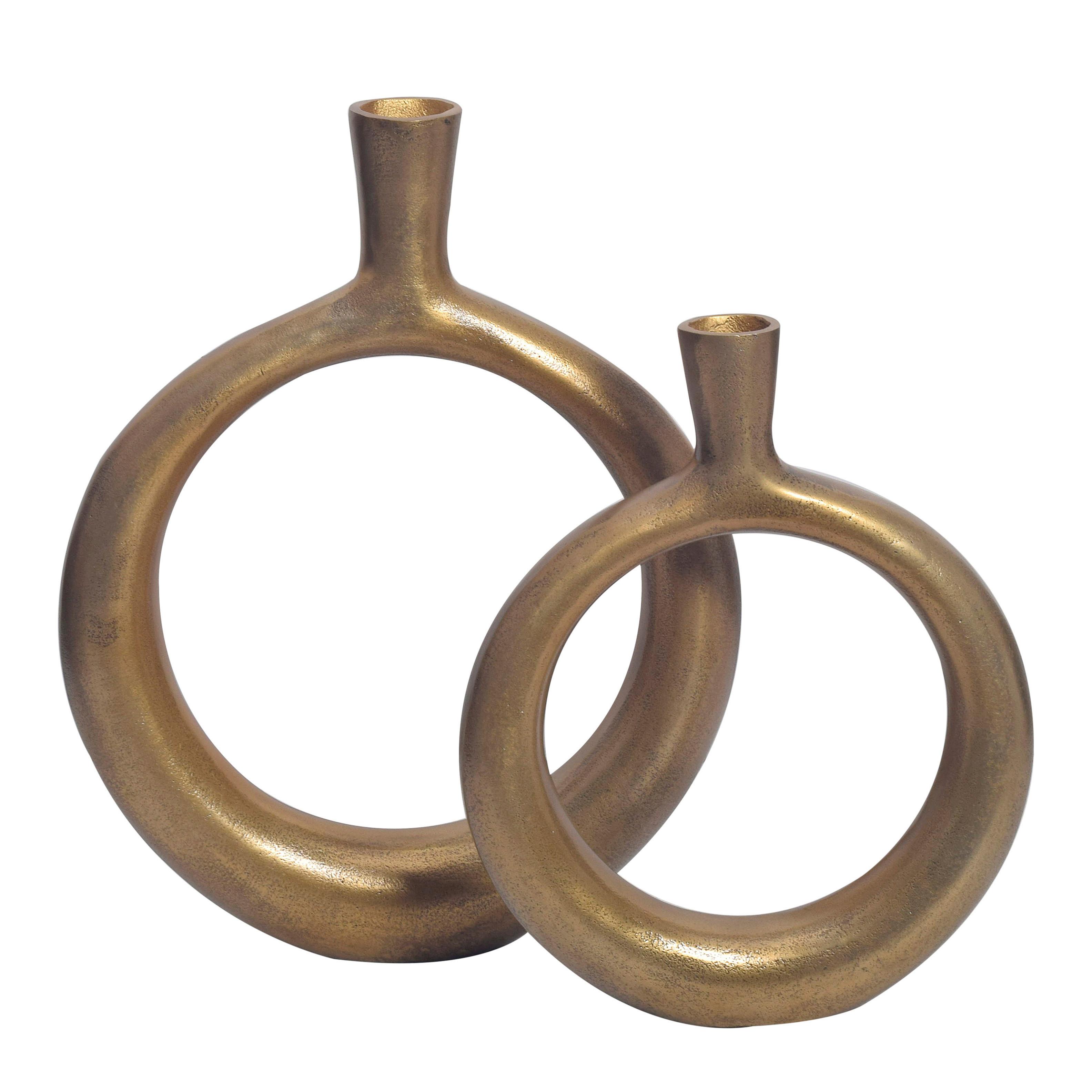 Dekovase 2er Set Goldfarben B: 35 Cm - Goldfarben, Design, Metall (35/45/7cm) - Livetastic