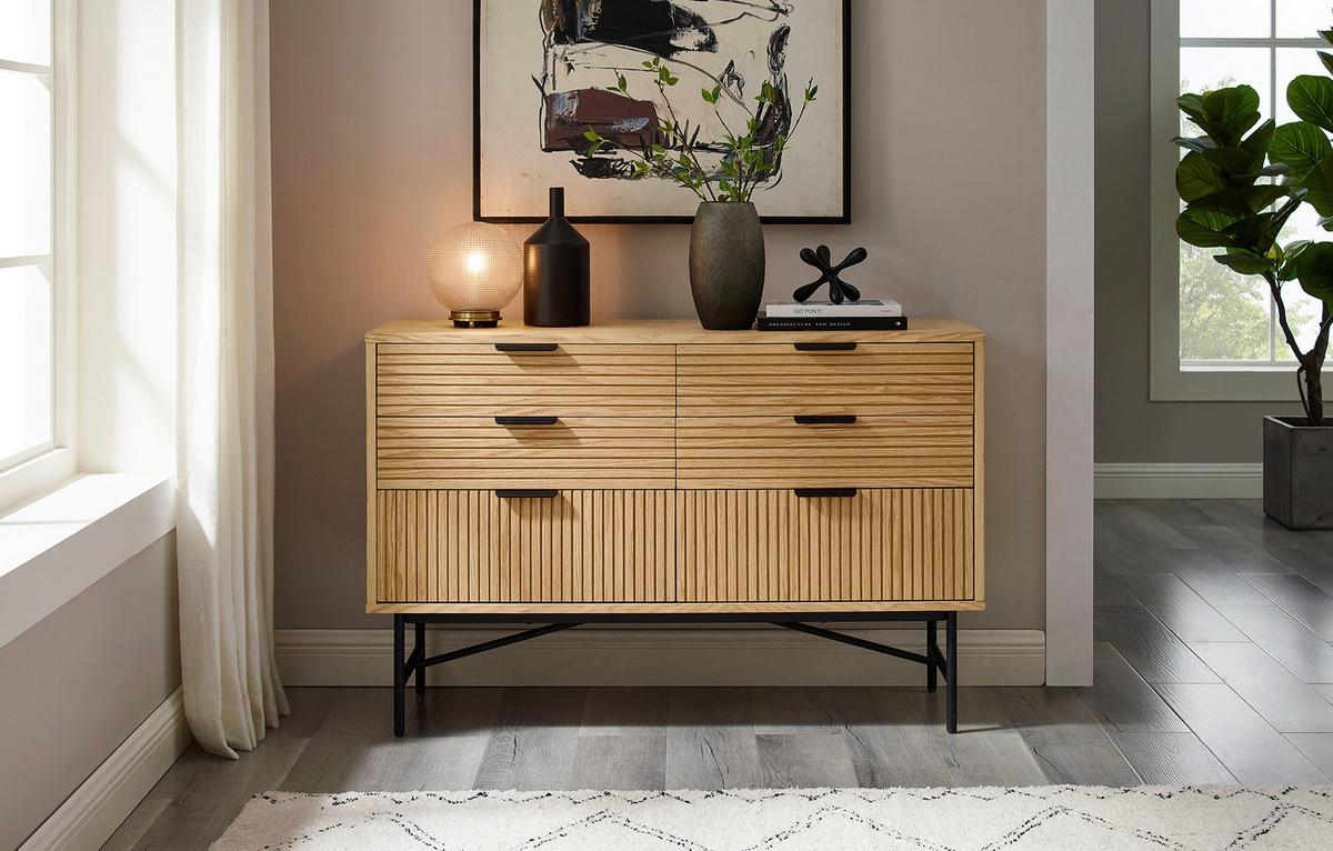 Kommode Schwarz, Eiche Dekor B: 120cm - Eichefarben/Schwarz, Design, Holz/Holzwerkstoff (120/80/40cm) - Livetastic