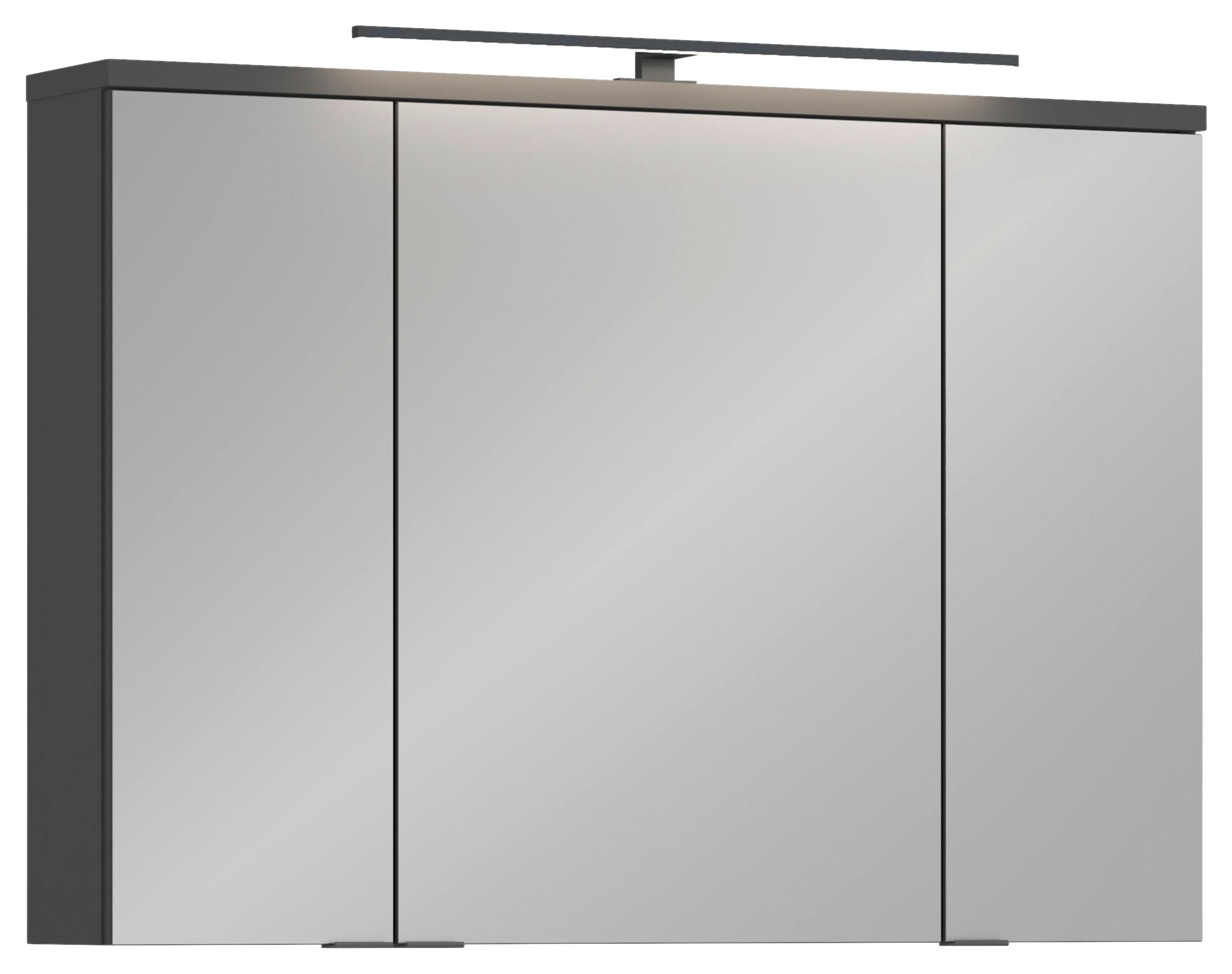 Spiegelschrank Manhattan Man 3-türig BHT: 100x72,6x19,7 cm - Anthrazit, MODERN, Glas/Holzwerkstoff (100/72,6/19,7cm) - Luca Bessoni