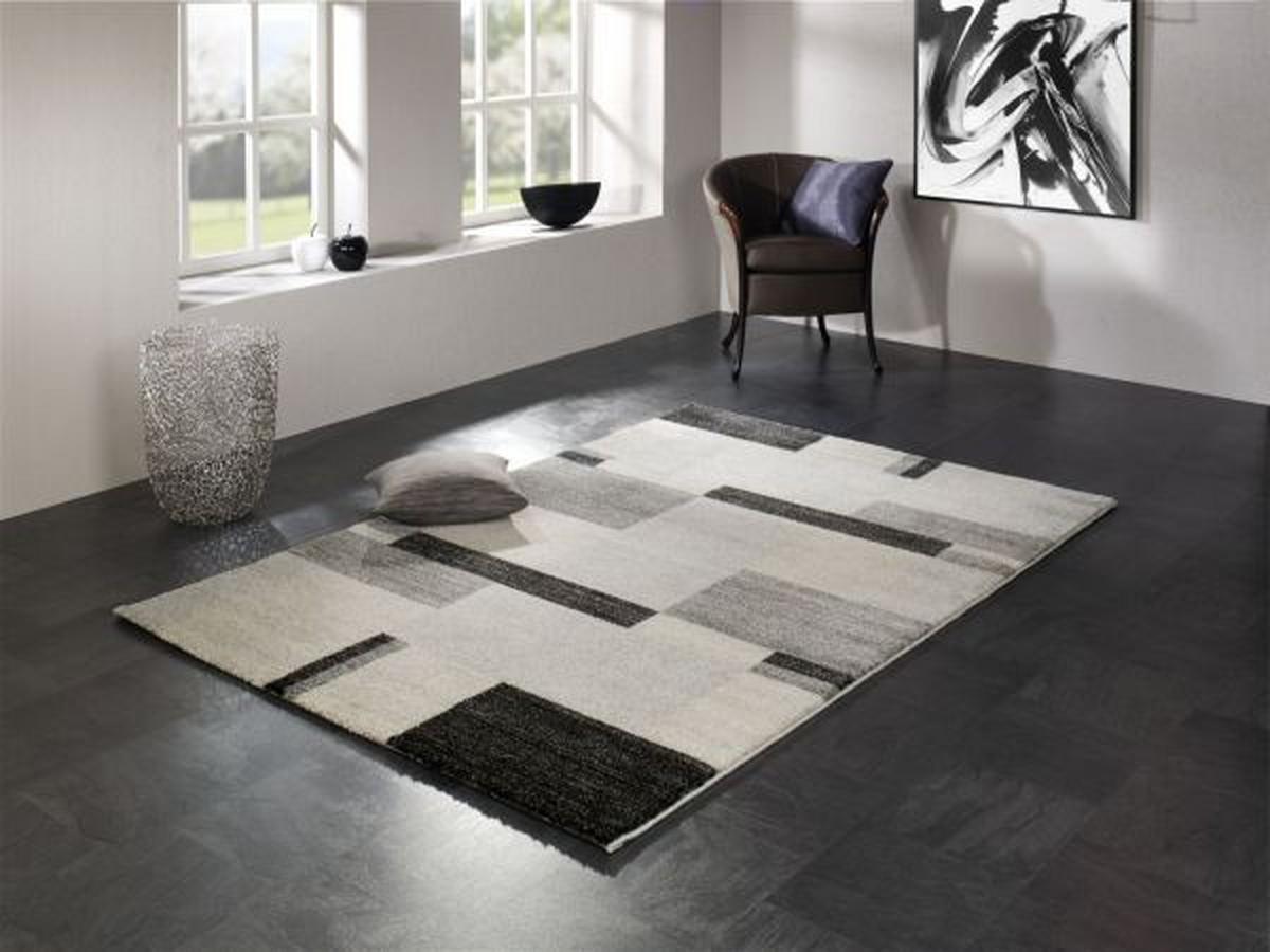 Webteppich Palazzo Bloc Grau 200x250 cm - Grau, KONVENTIONELL, Textil (200/250cm) - Novel