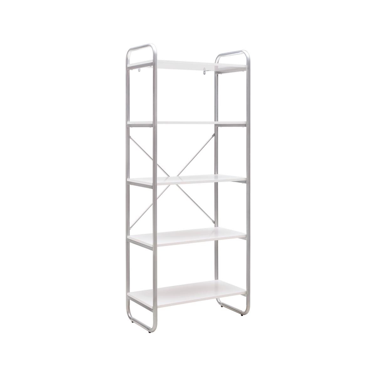 REGÁL ELVA -EXKLUSIV- - bílá/barvy stříbra, Moderní, kov/kompozitní dřevo (70/173/40cm) - Mömax