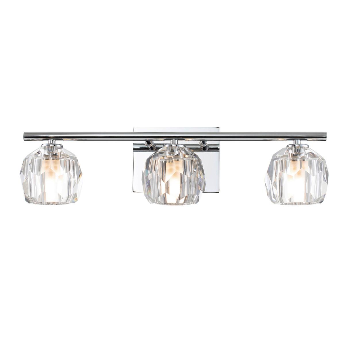 Bad-Wandleuchte IP44 3-Flammig Chromfarben - Chromfarben, Design, Glas/Metall (55/16,6cm) - Elstead Lighting