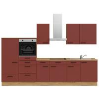 Küchenleerblock Easytouch Low-Line, L8 Links - Eichefarben/Rot, MODERN, Holzwerkstoff (330cm) - Nobilia