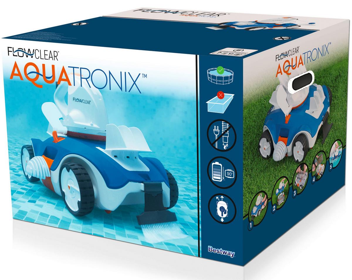 Poolroboter Aquatronix, Akku Laufzeit 90 Min, Tragegriff - Blau/Orange, MODERN, Kunststoff/Metall (45/33/30,5cm) - Bestway