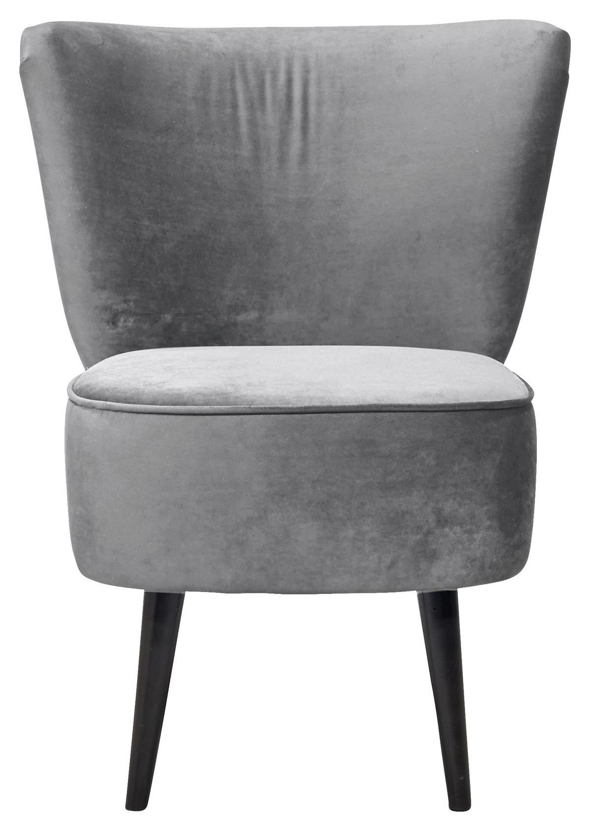 Polsterstuhl Lord Samtbezug Grau, Beine: Massivholz - Schwarz/Grau, Trend, Holzwerkstoff/Textil (65/89/70cm) - MID.YOU